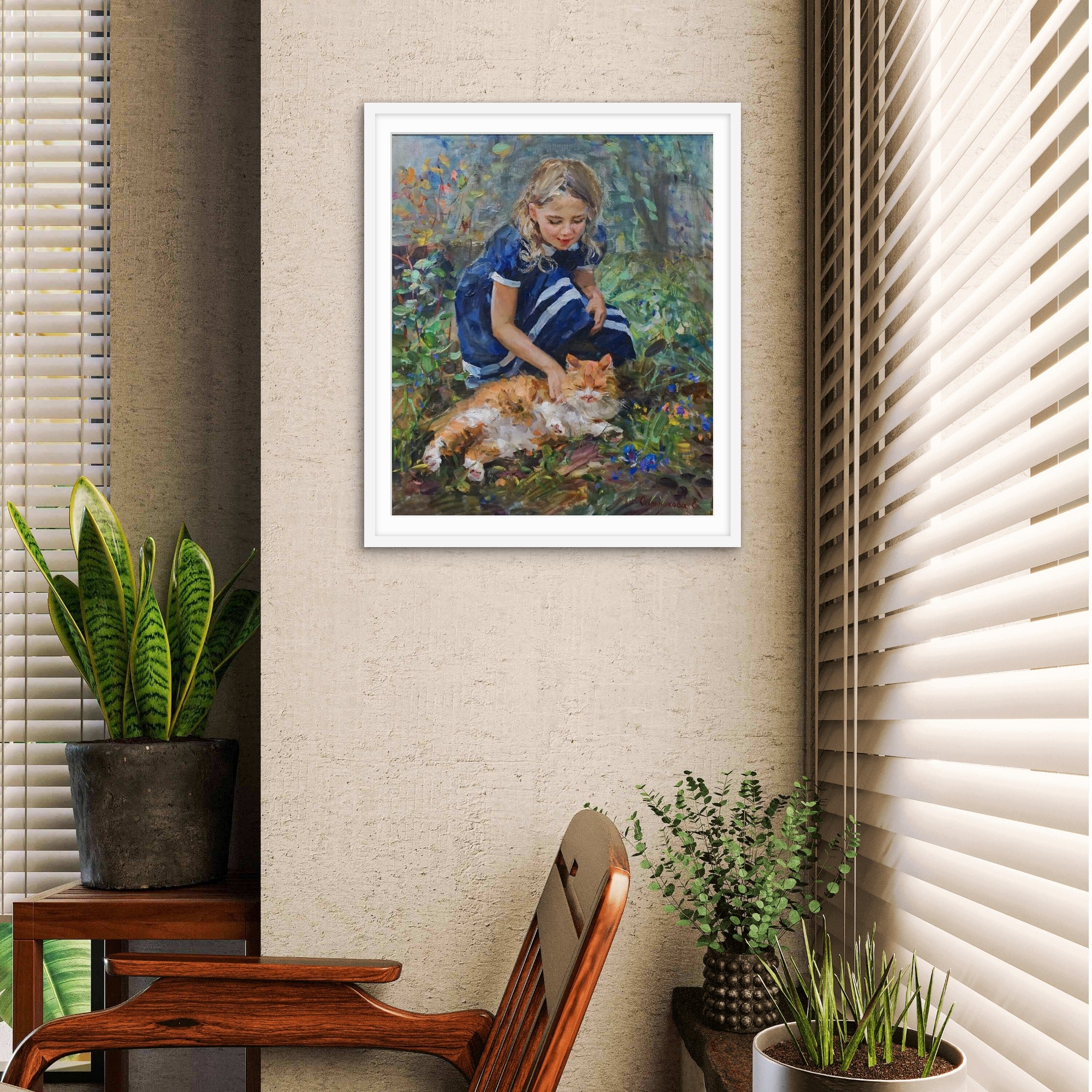 Girl with a Cat Abstract - Frugal Carts