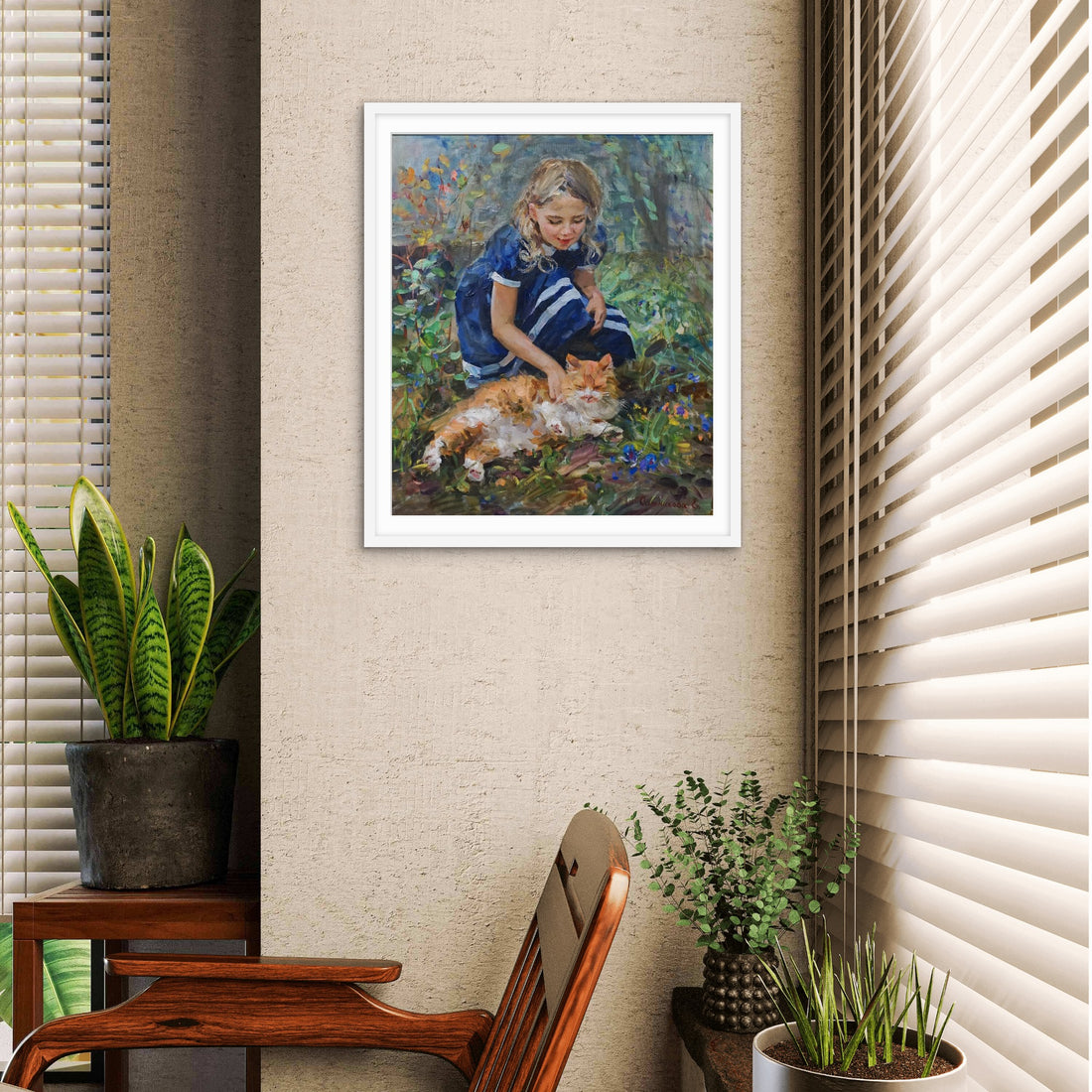 Girl with a Cat Abstract - Frugal Carts