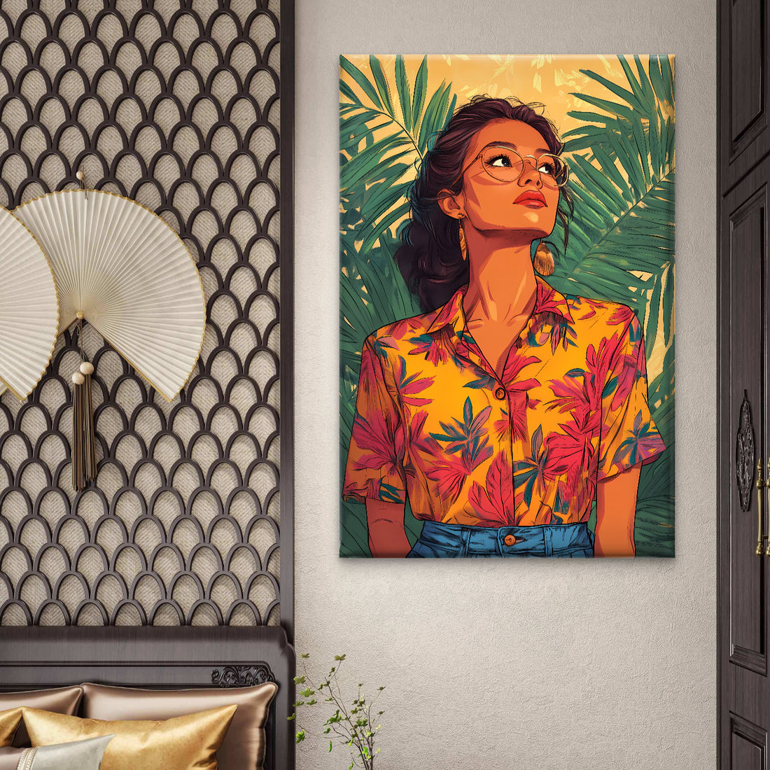 Modern Girl in Town Abstract Luxury Painting on Canvas