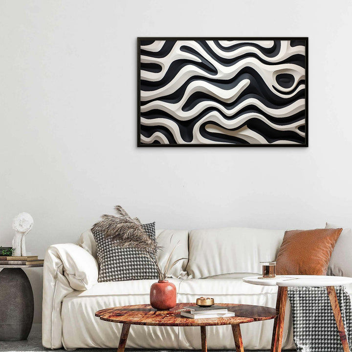 Black and White Wavy Abstract