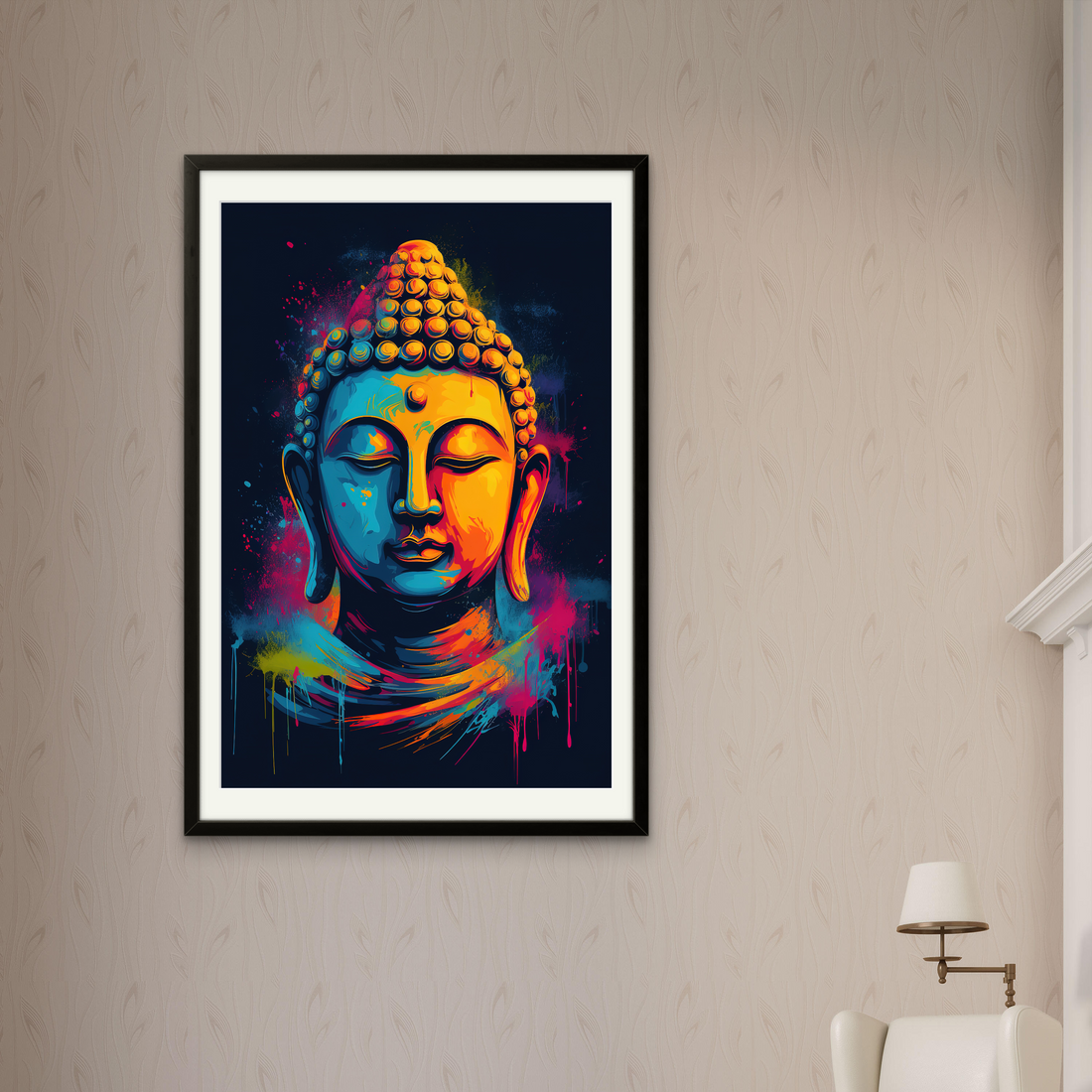 Gautam Buddha Colourful Peace Abstract Art on Canvas