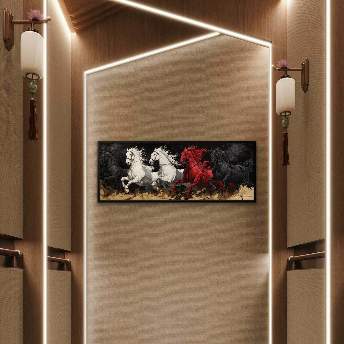 Red Black White Horses