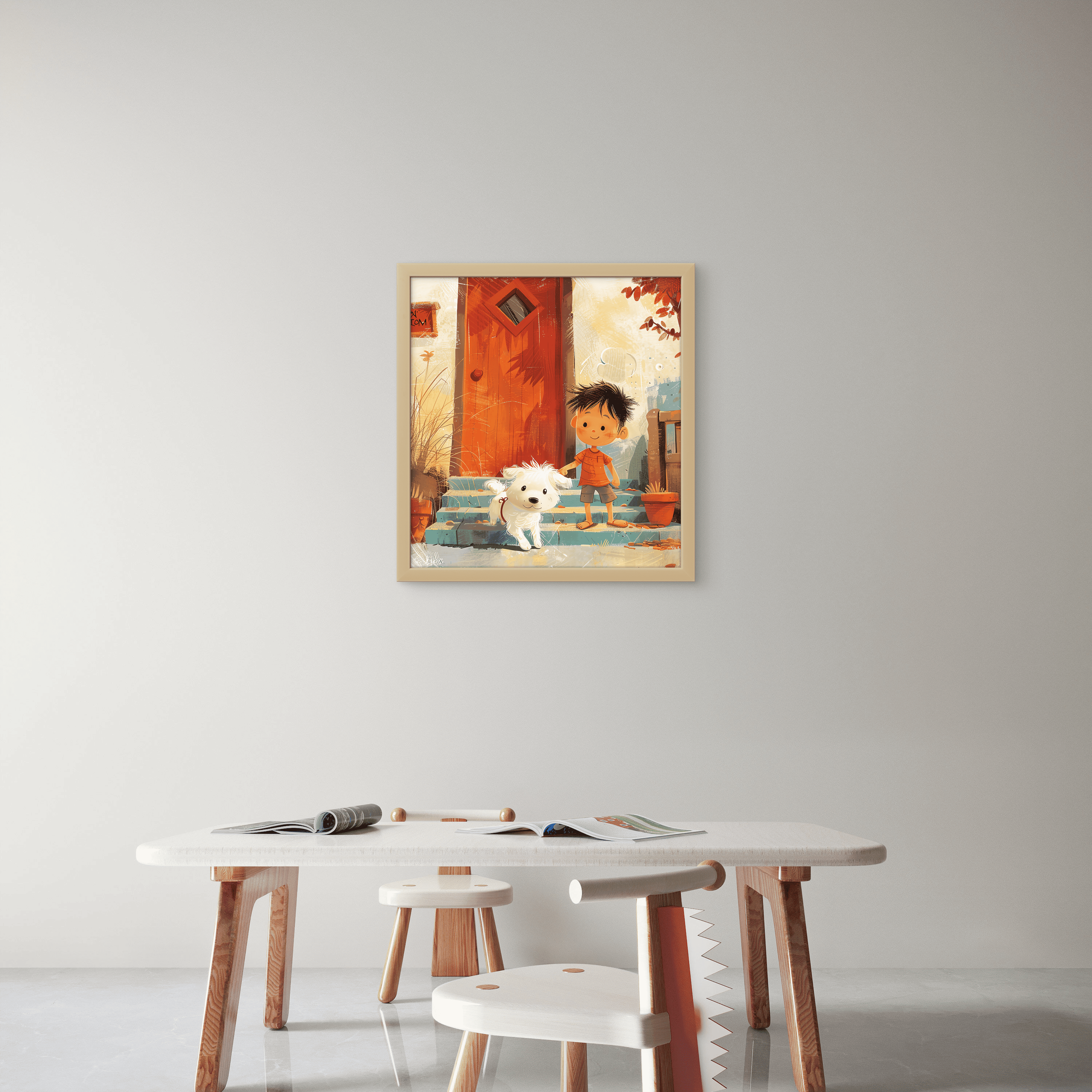 Boy playing with Dog