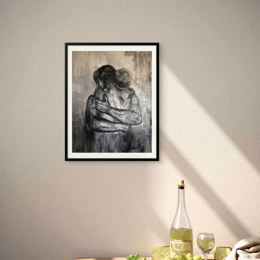 Couple Hug Dark Art Portrait