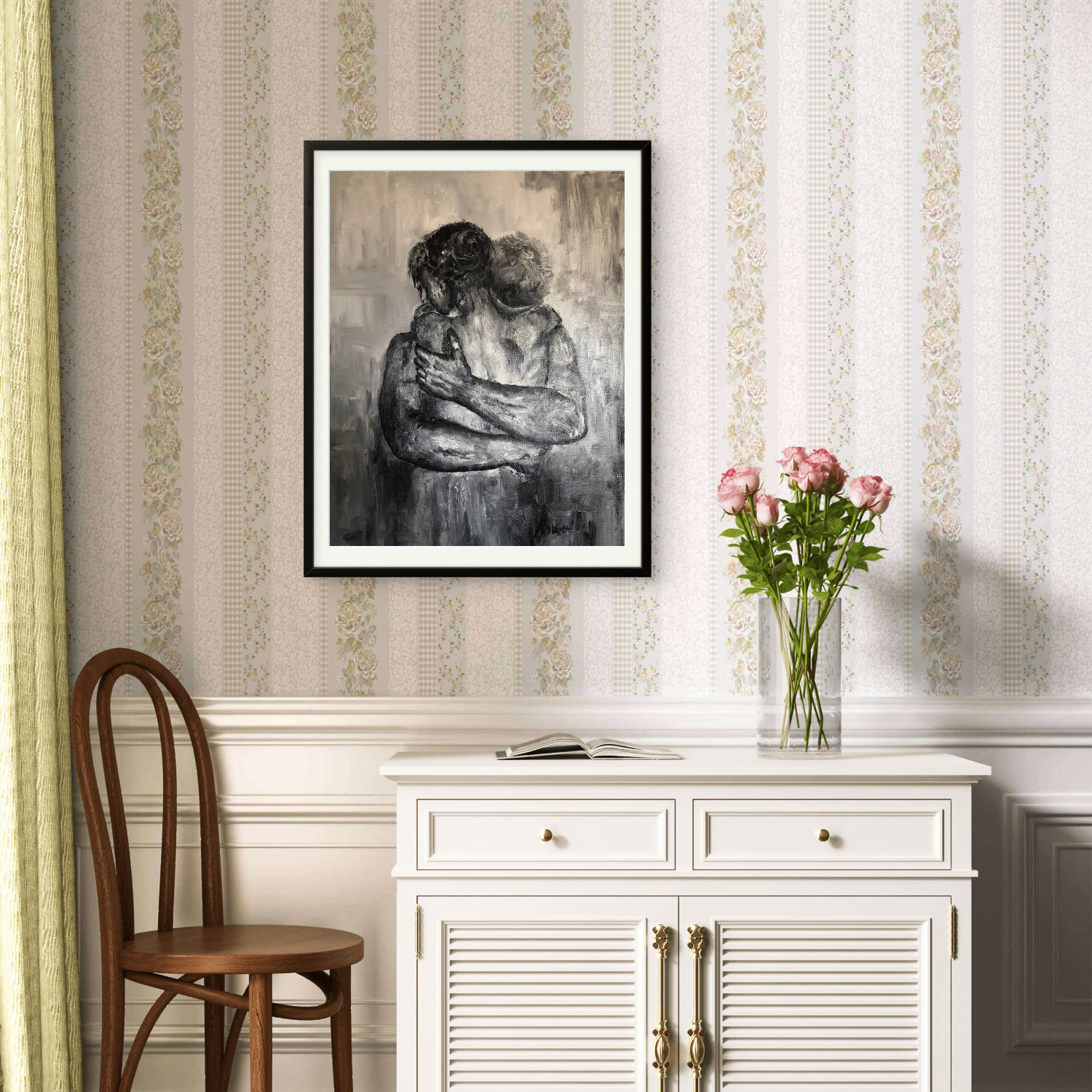 Couple Hug Dark Art Portrait