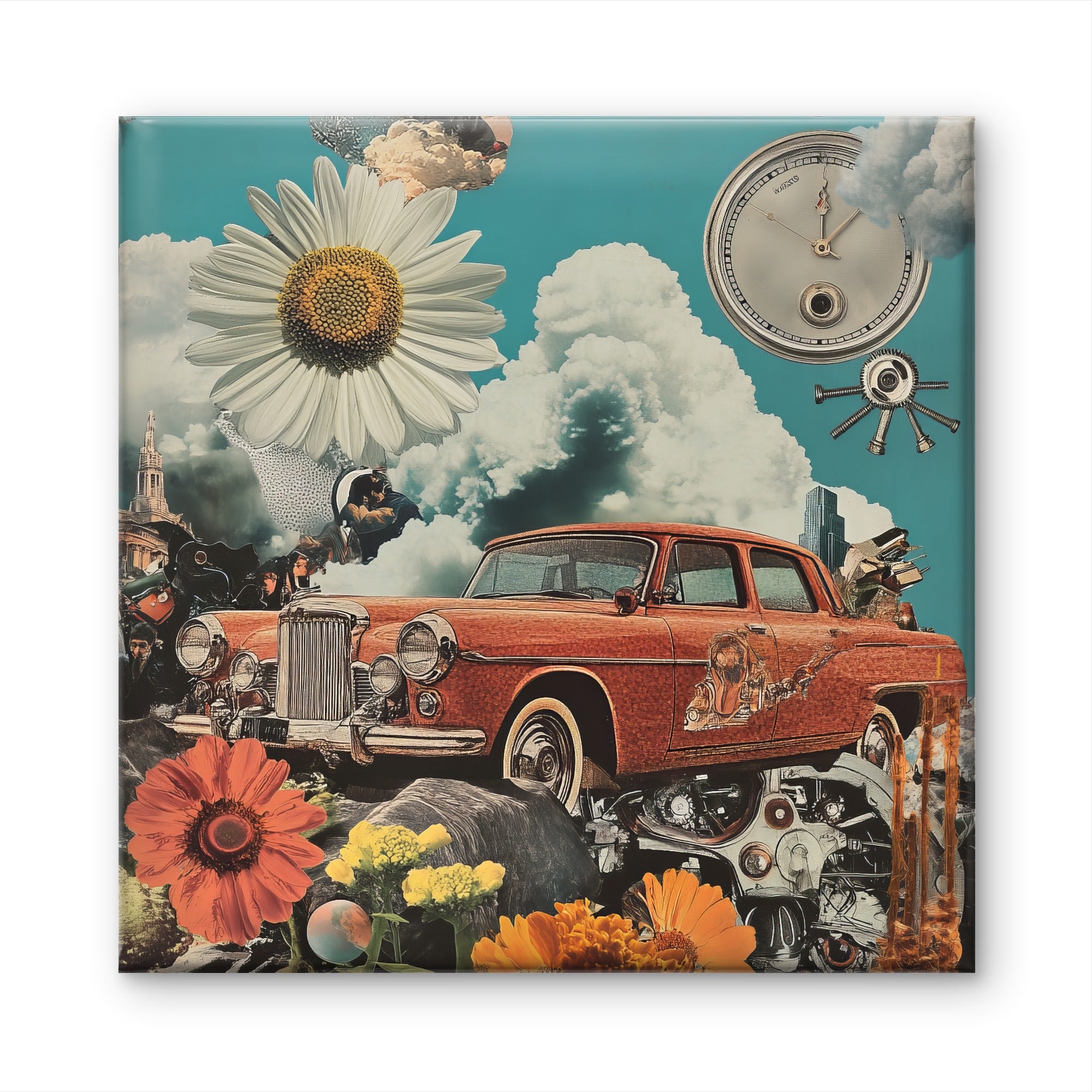 Vintage Car with Flowers - Frugal Carts