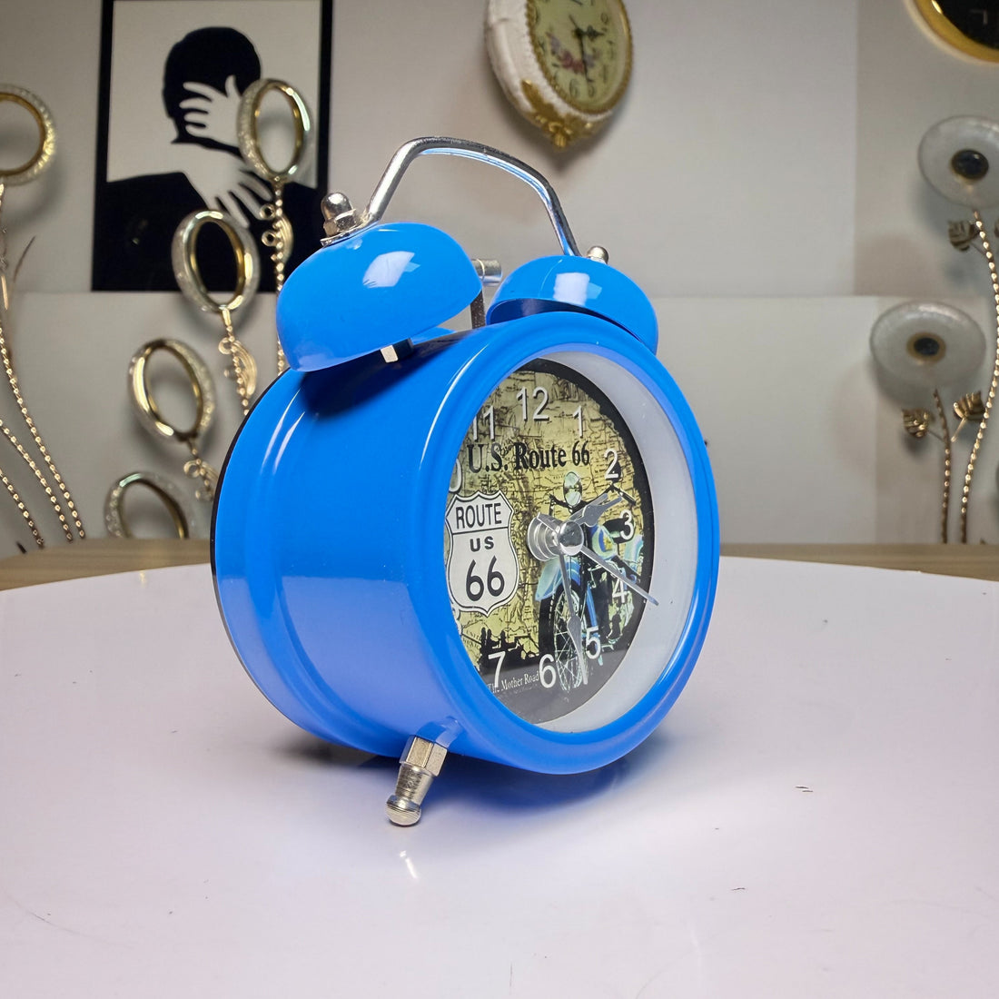 Metal with Blue Gloss finish Alarm Clock with LED