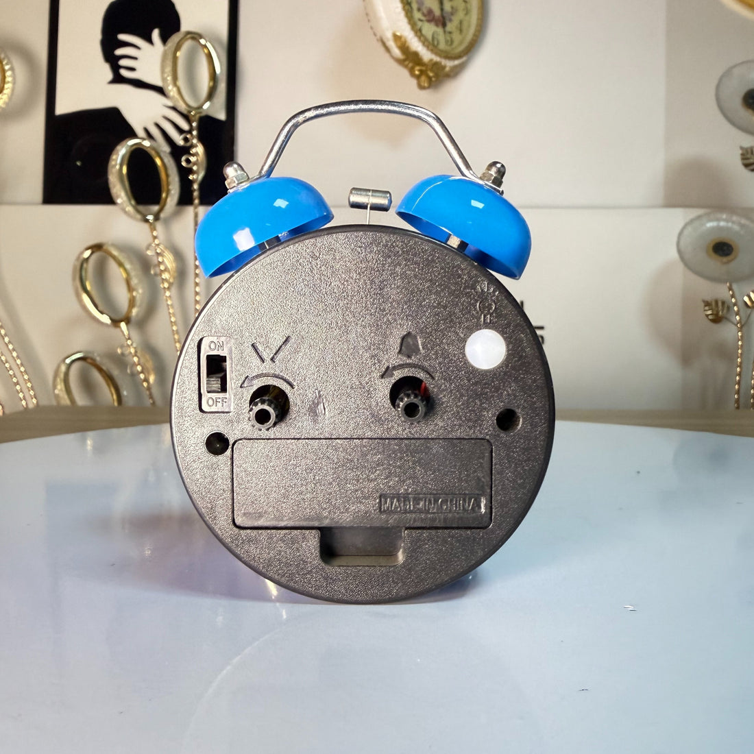 Metal with Blue Gloss finish Alarm Clock with LED