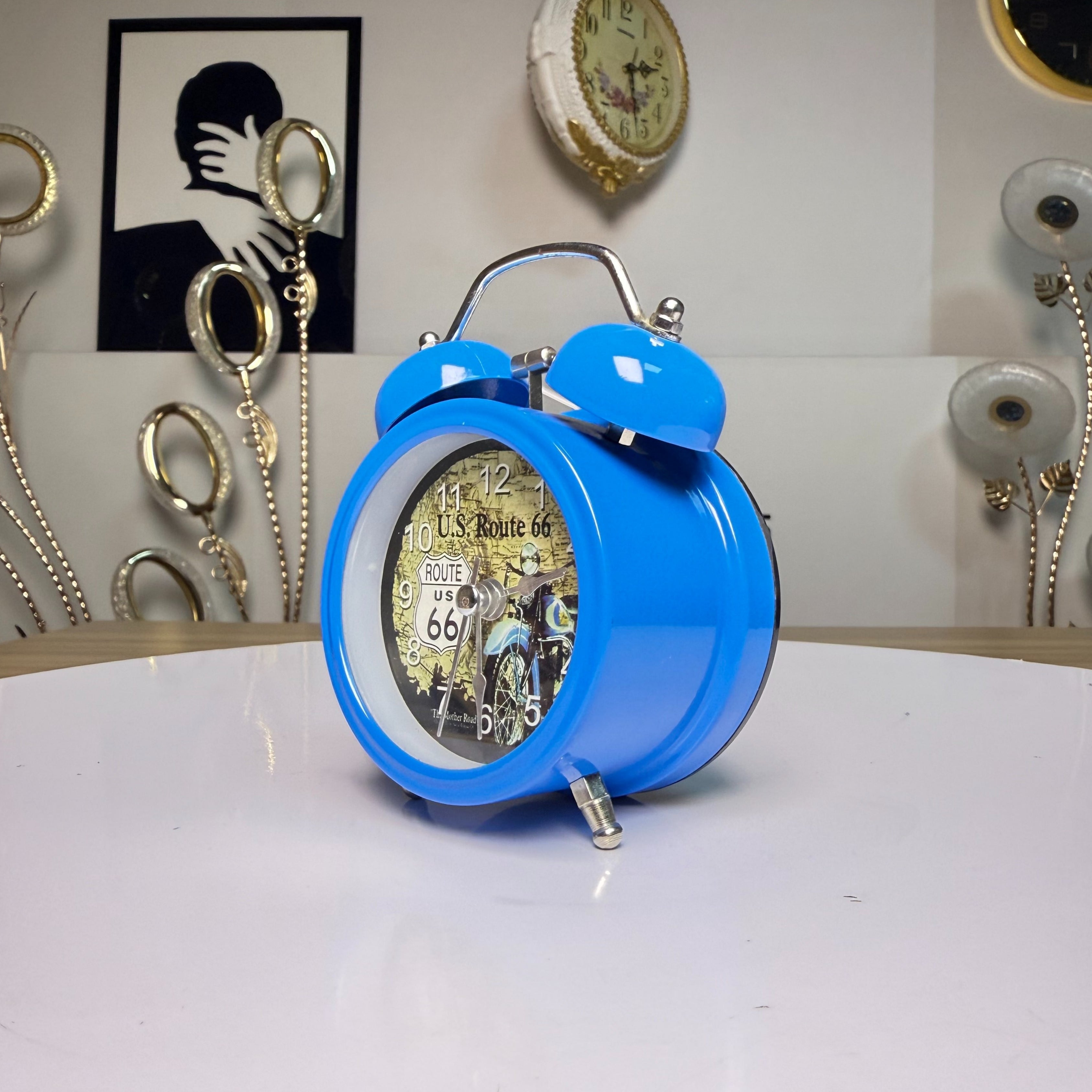 Metal with Blue Gloss finish Alarm Clock with LED