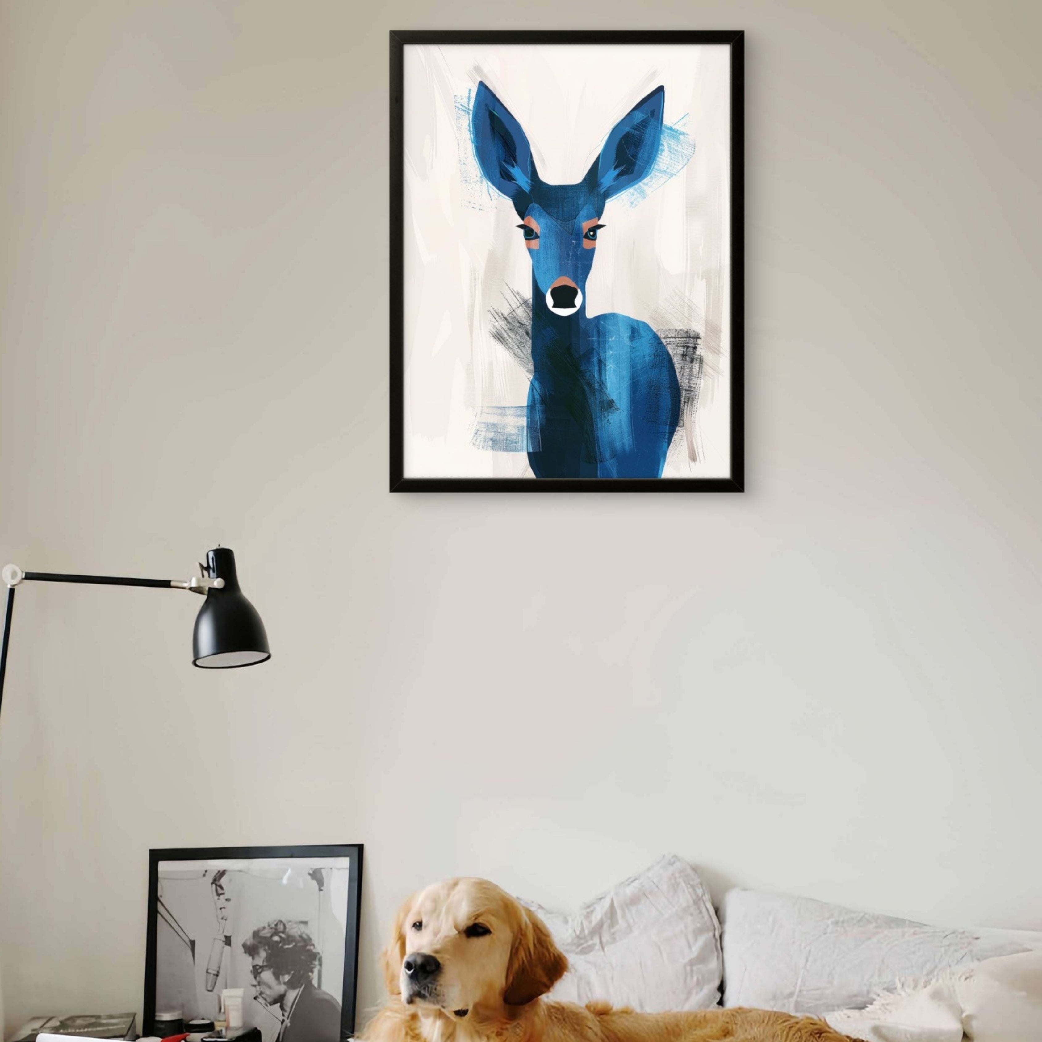 Blue Little Deer Abstract Art