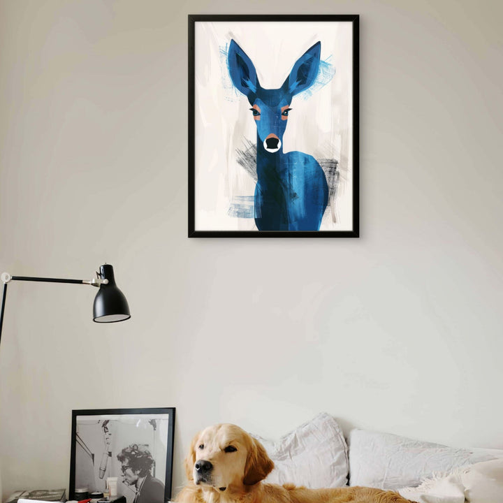 Blue Little Deer Abstract Art