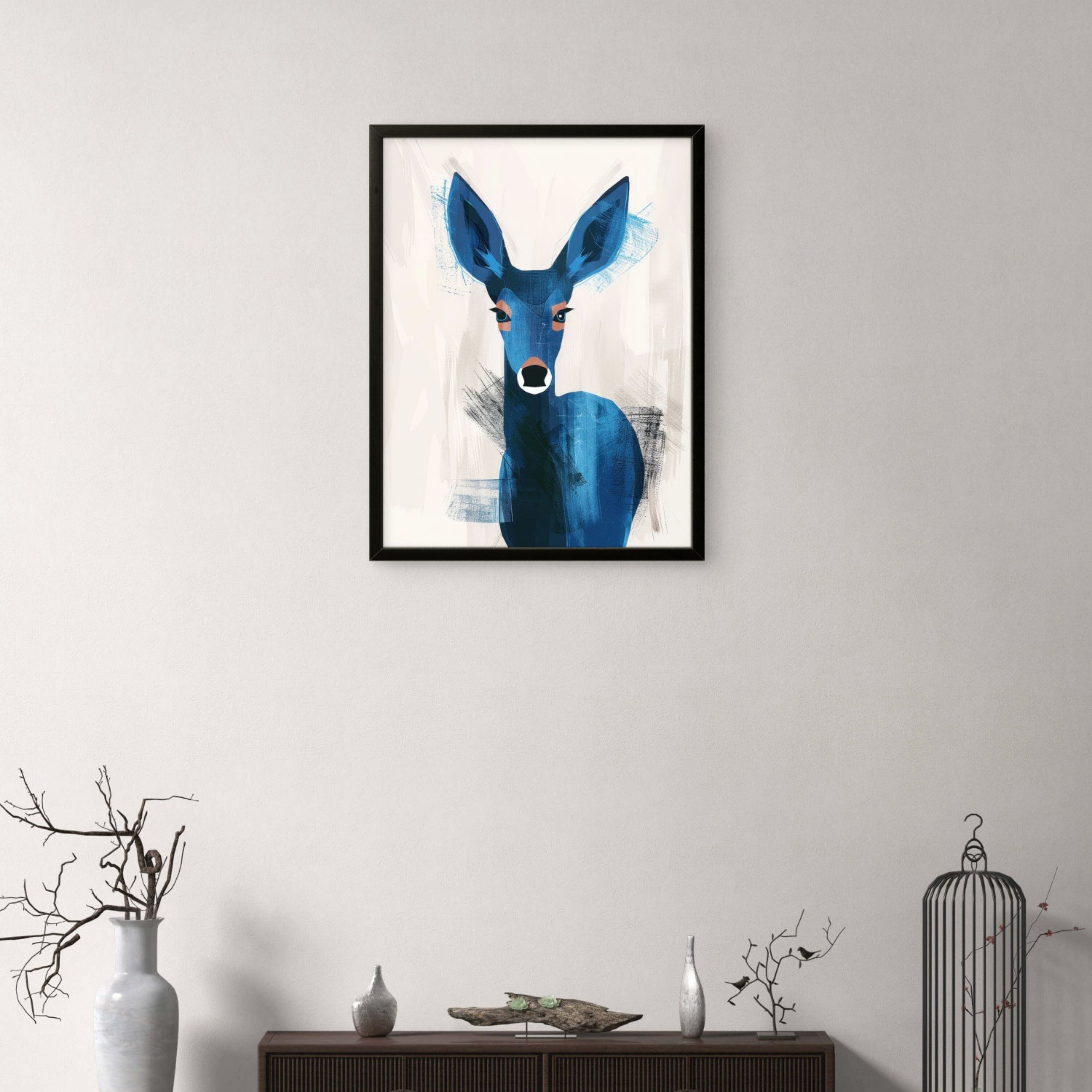 Blue Little Deer Abstract Art