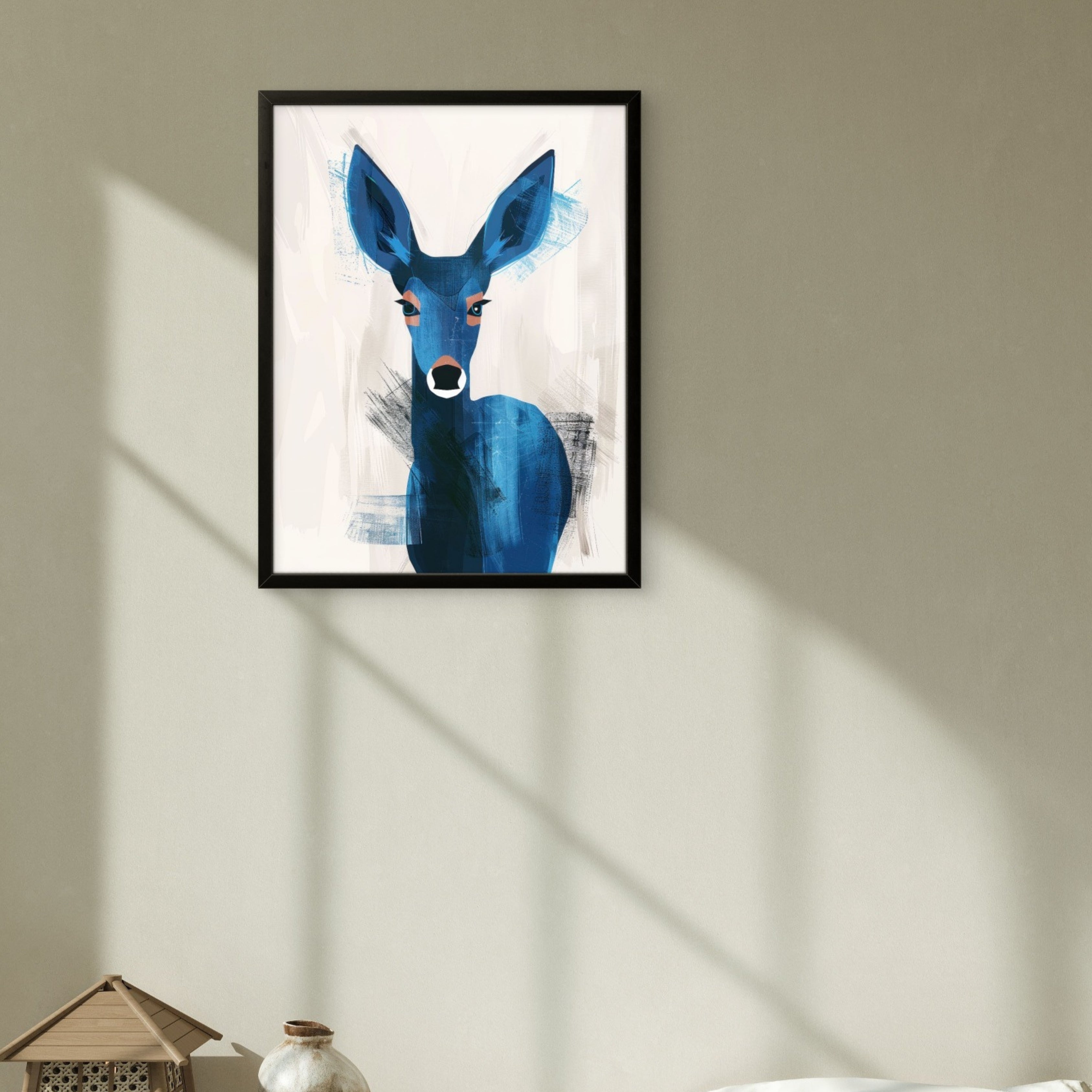 Blue Little Deer Abstract Art