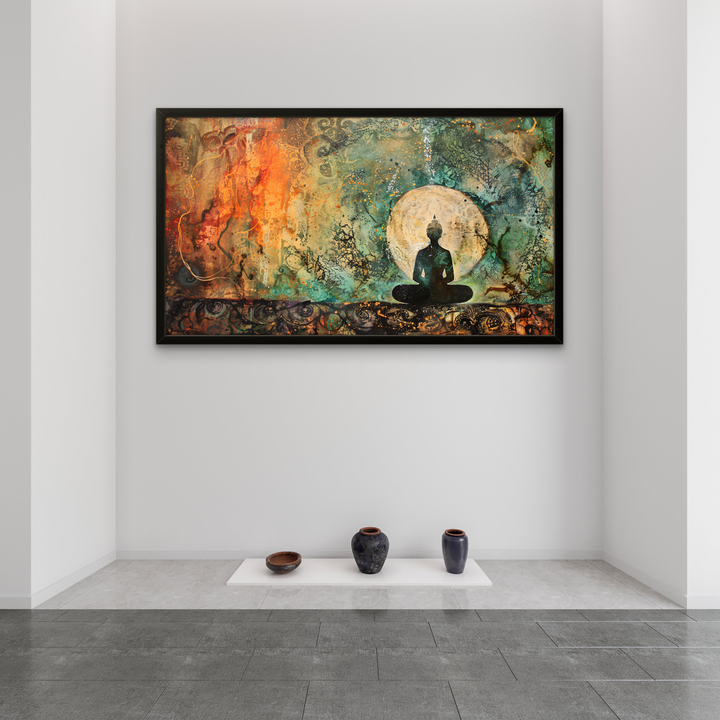 Gautam Buddha Texture Feel Peace on Canvas