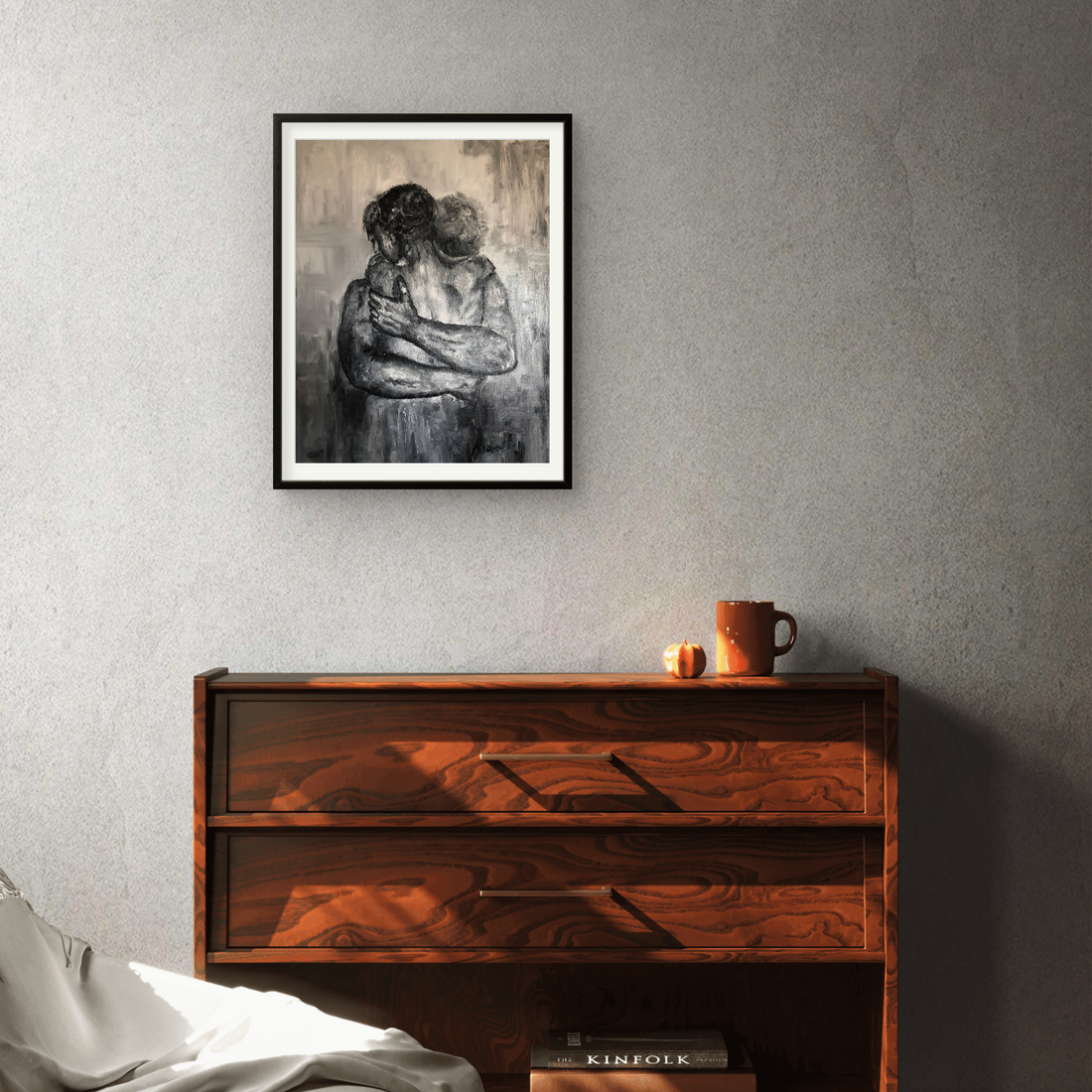 Couple Hug Dark Art Portrait