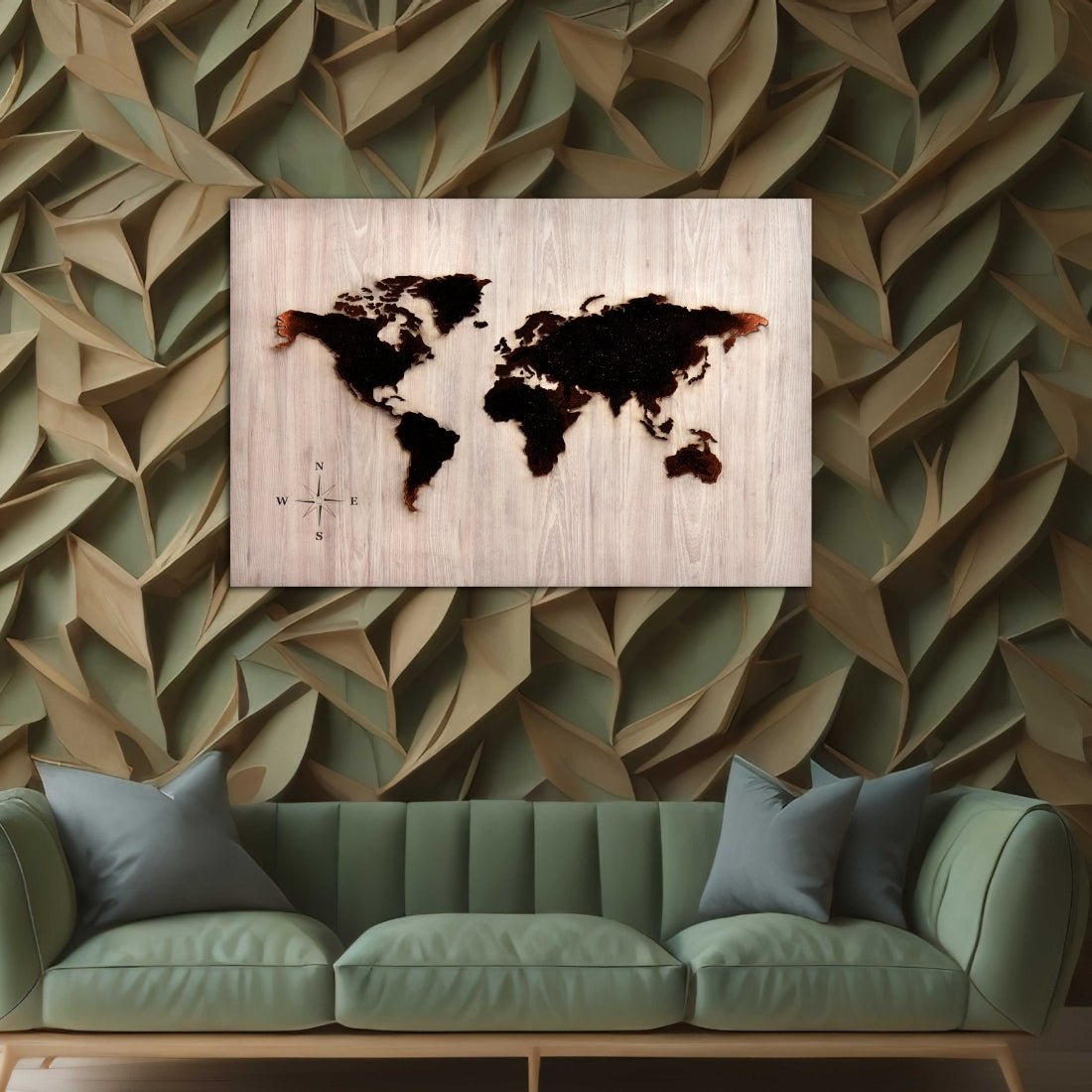 Elegant 3D World Map Lit