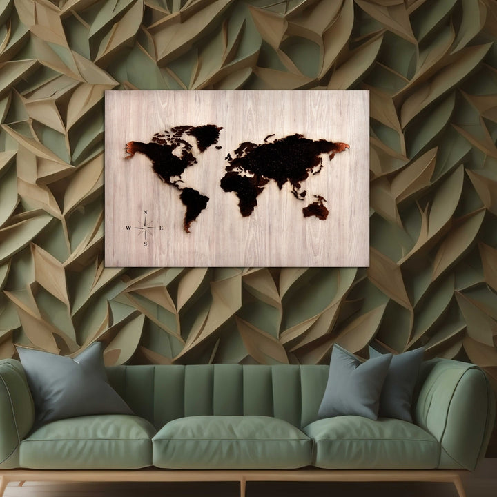 Elegant 3D World Map Lit