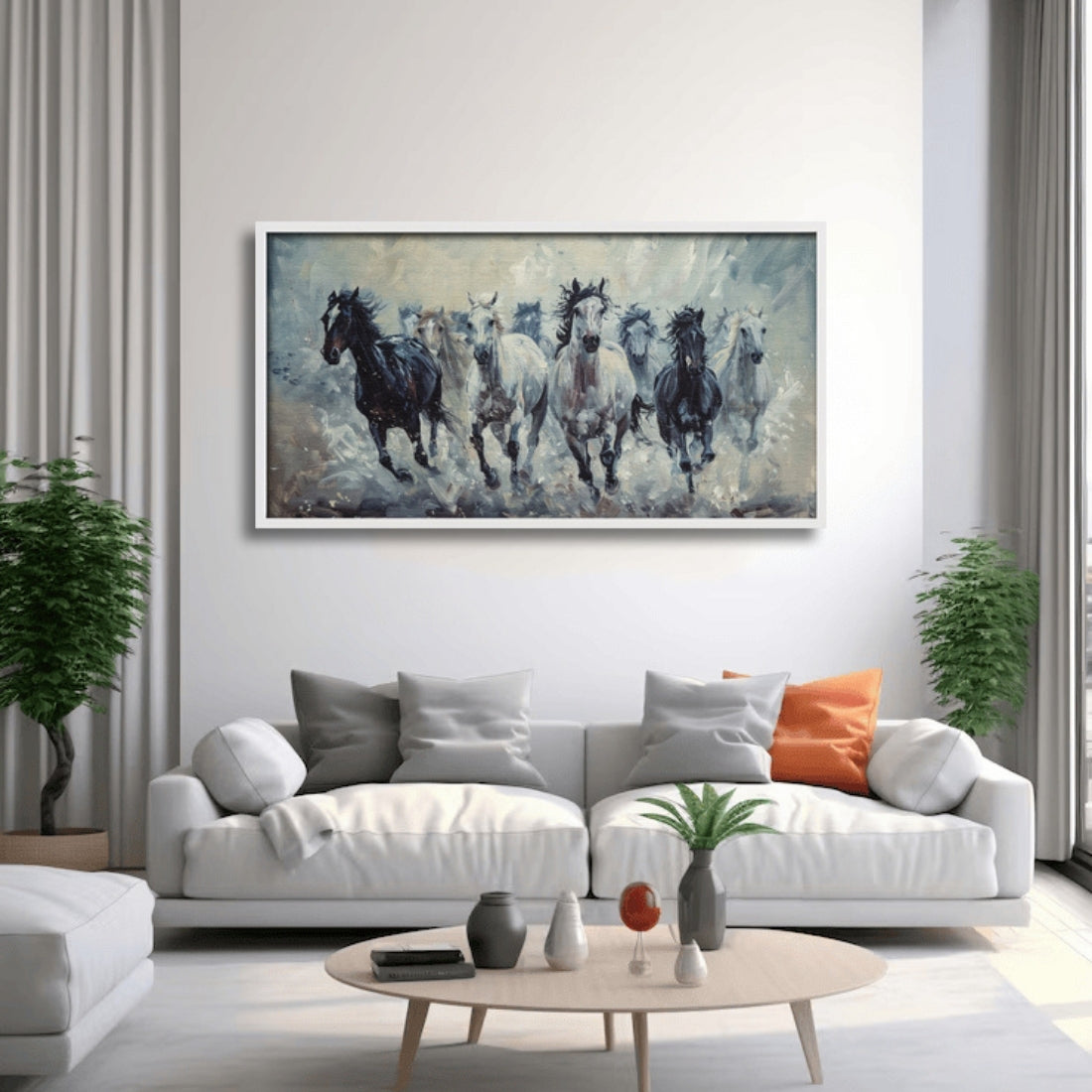 Black and White Horses Art