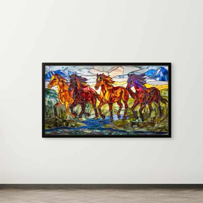Running Horses Glass Art