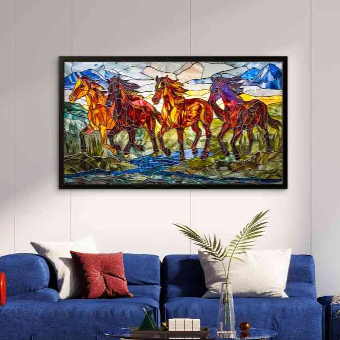Running Horses Glass Art