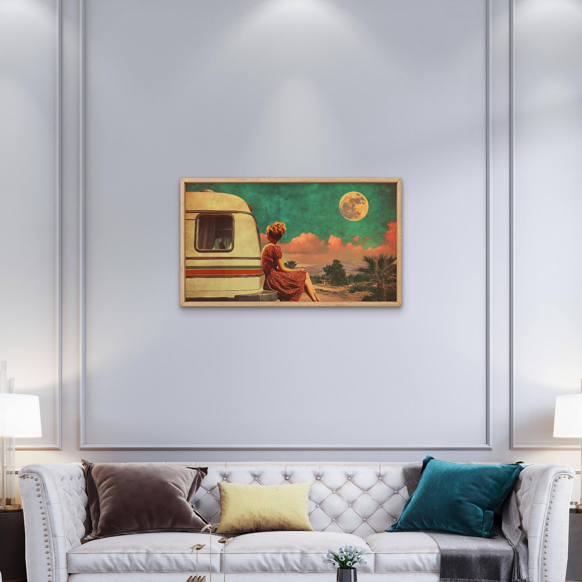 Vintage Woman with Van