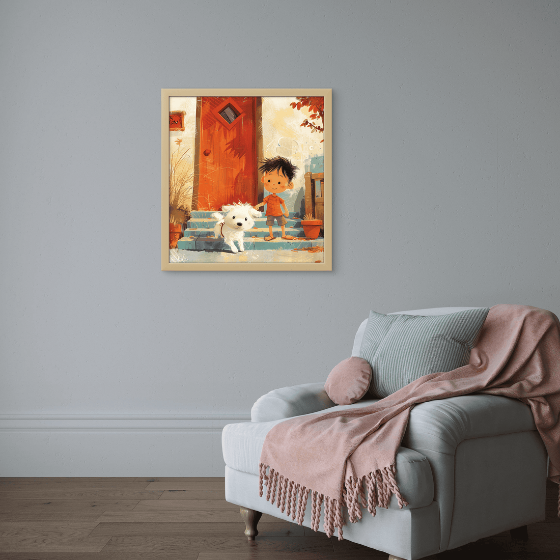 Boy playing with Dog