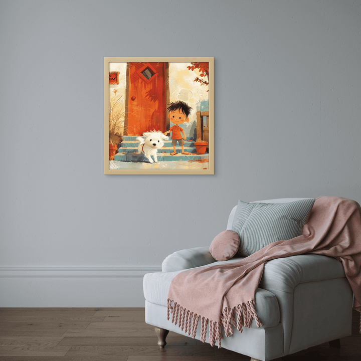 Boy playing with Dog