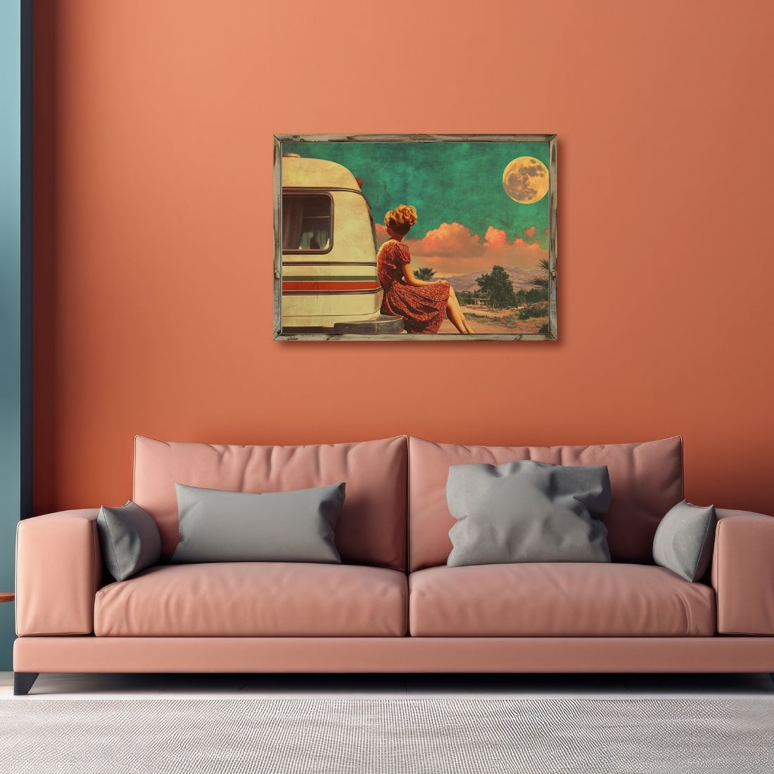 Vintage Woman with Van