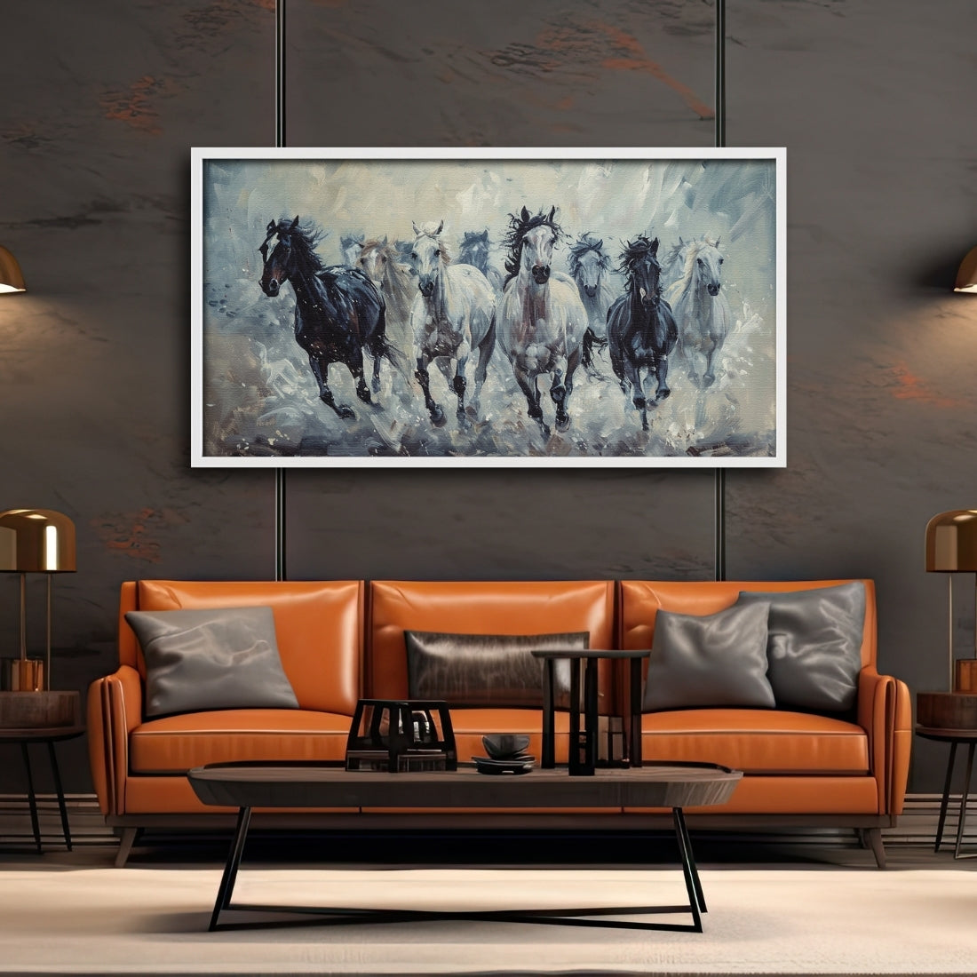 Black and White Horses Art