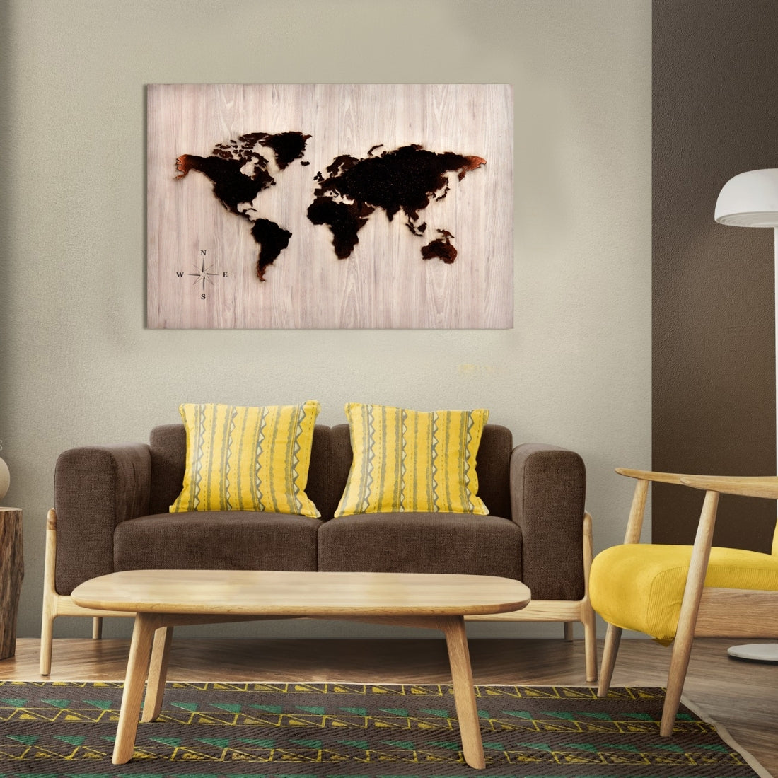 Elegant 3D World Map Lit