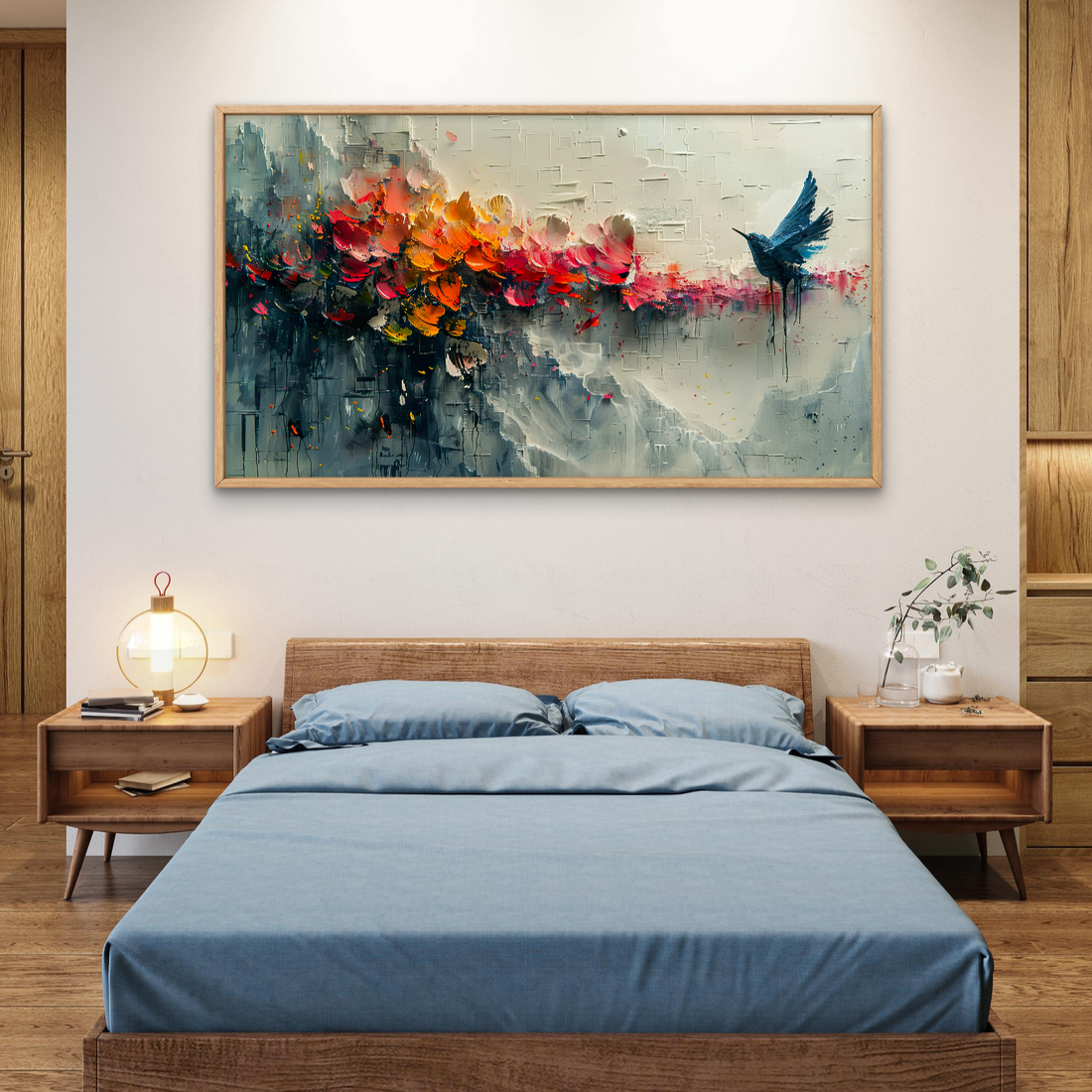 Flying Bird with Flowers