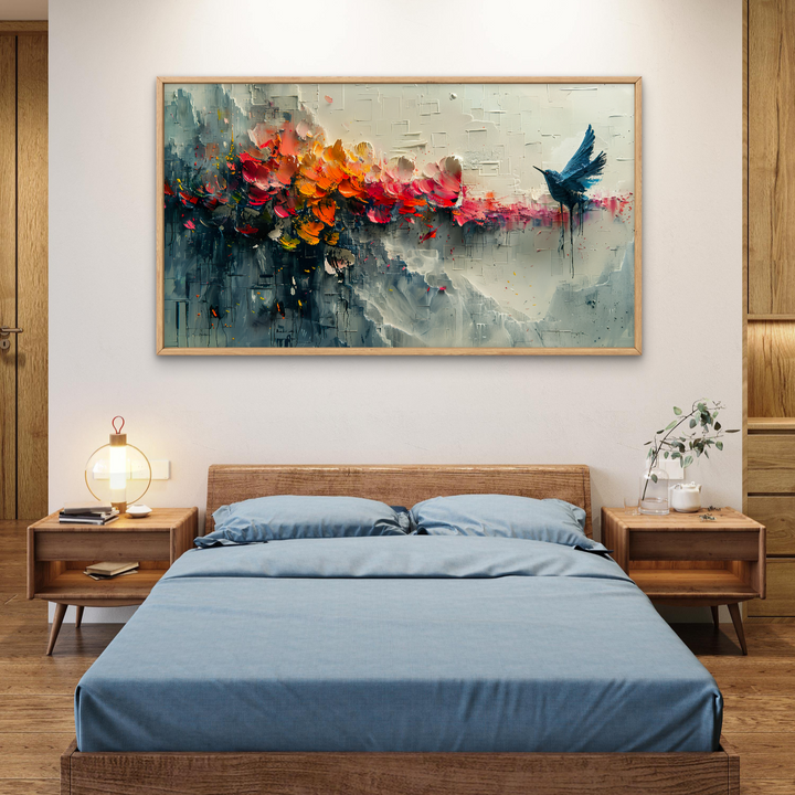 Flying Bird with Flowers