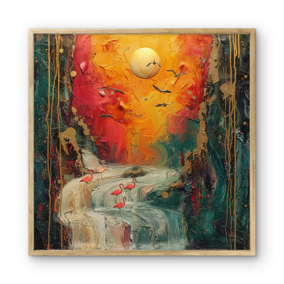 Rising Sun with Birds Art Portrait