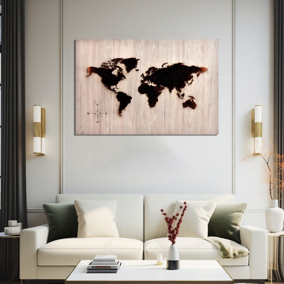 Elegant 3D World Map Lit