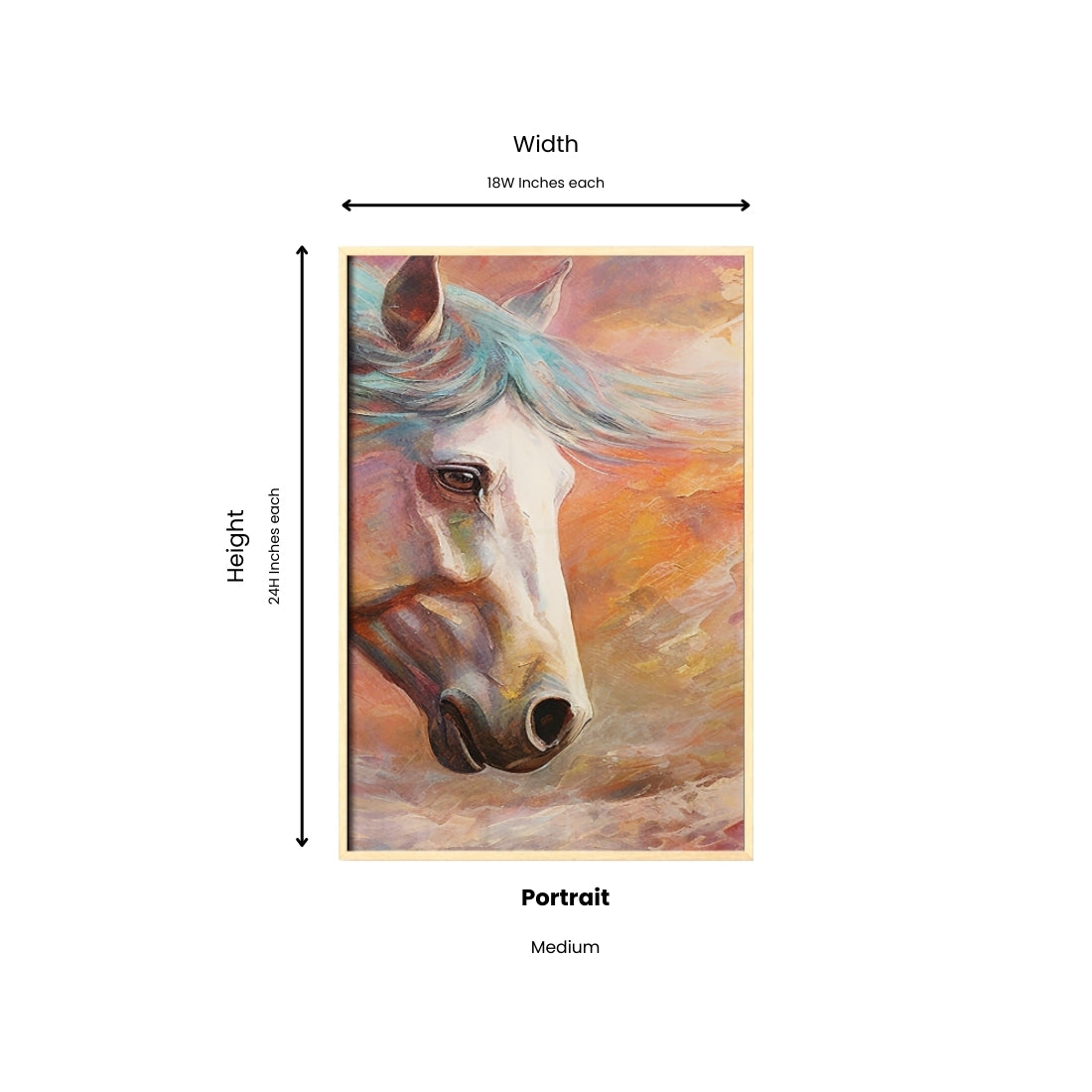 Set of 3 Horse Rainbow Abstract