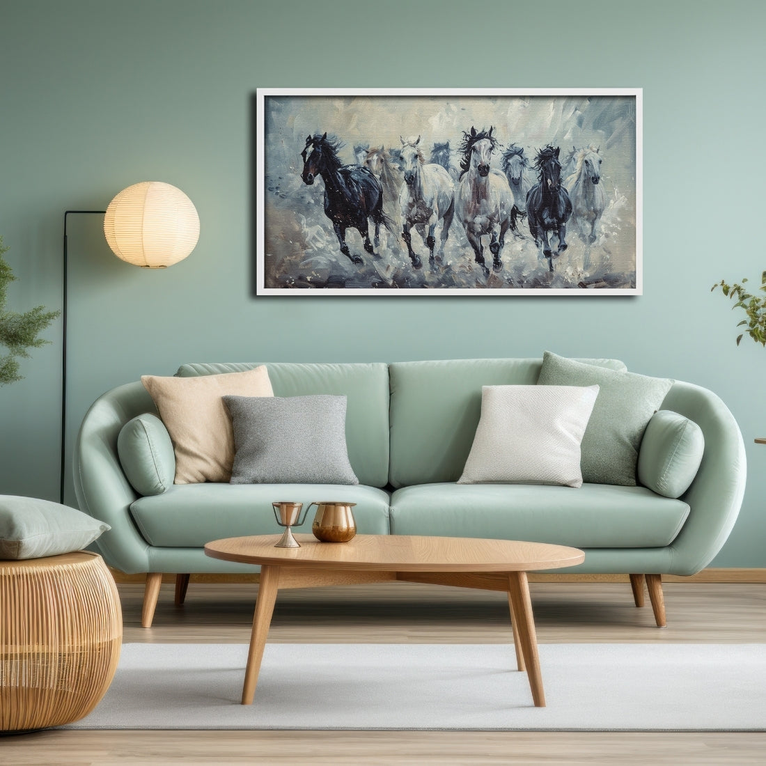 Black and White Horses Art