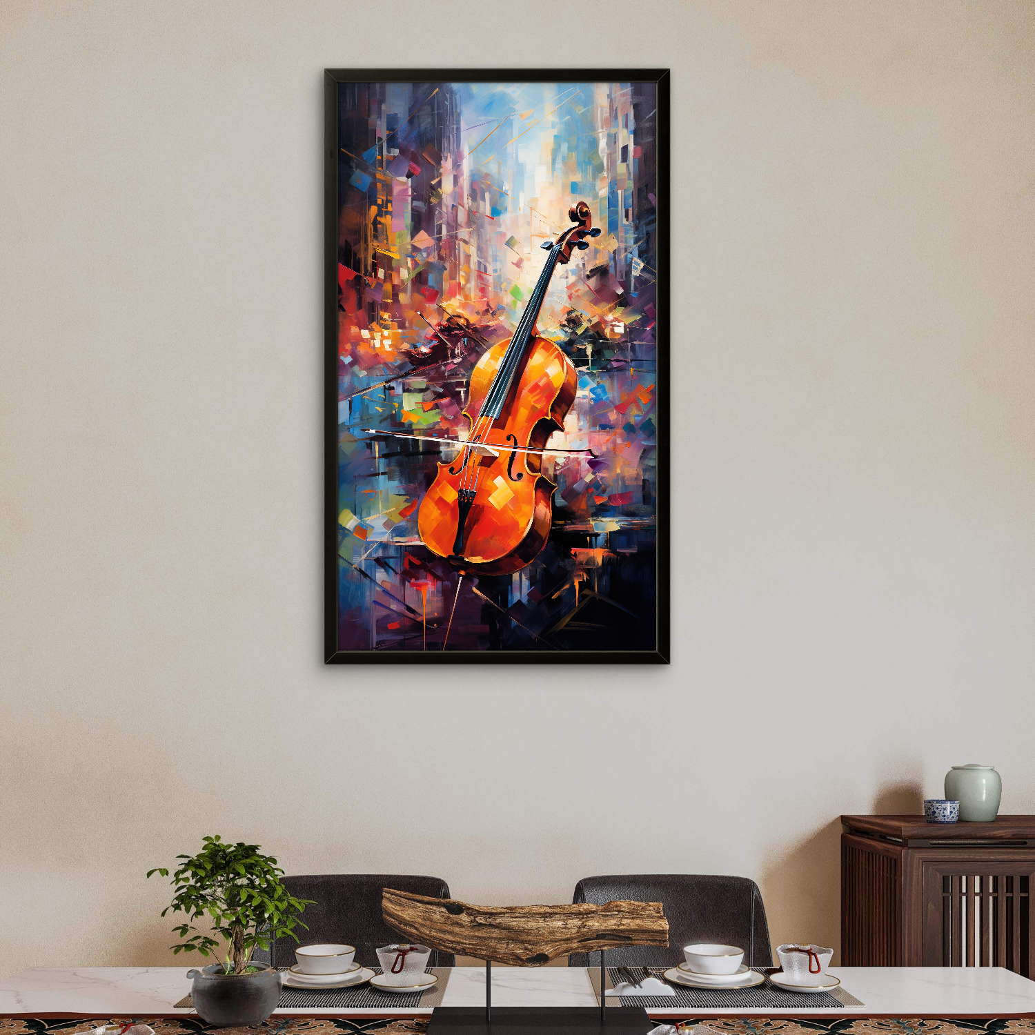 Black Background with Cello Portrait