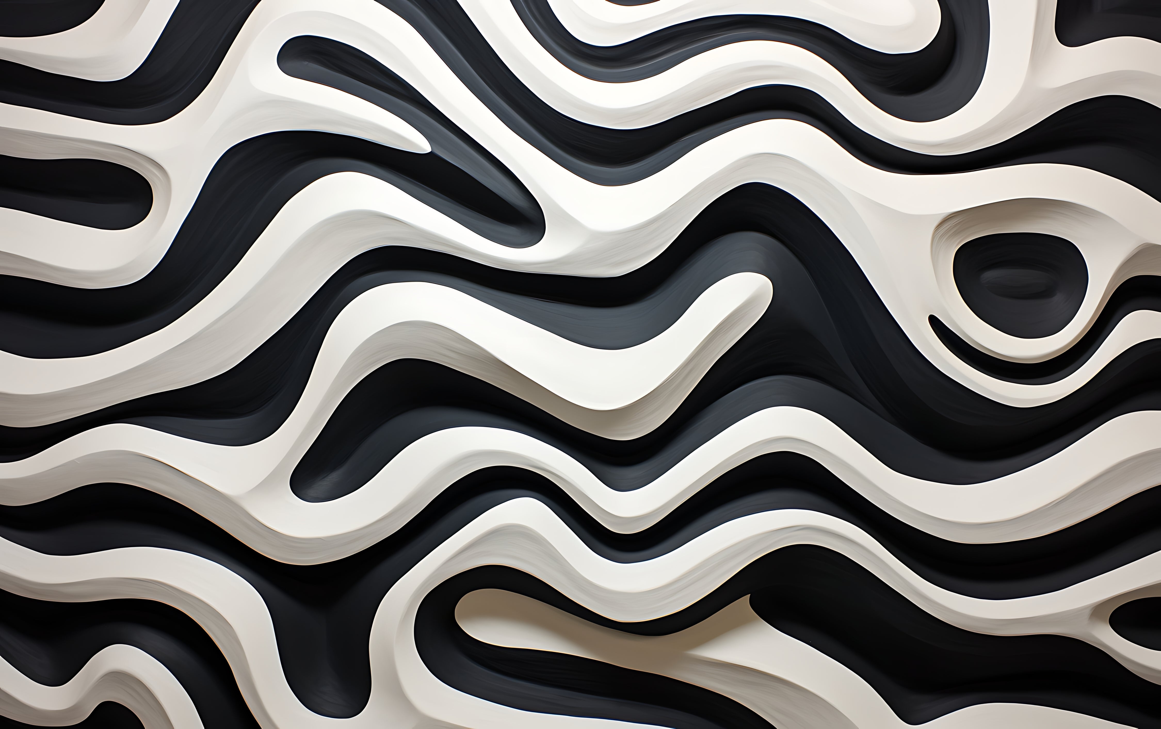 Black and White Wavy Abstract