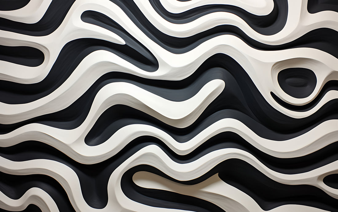 Black and White Wavy Abstract