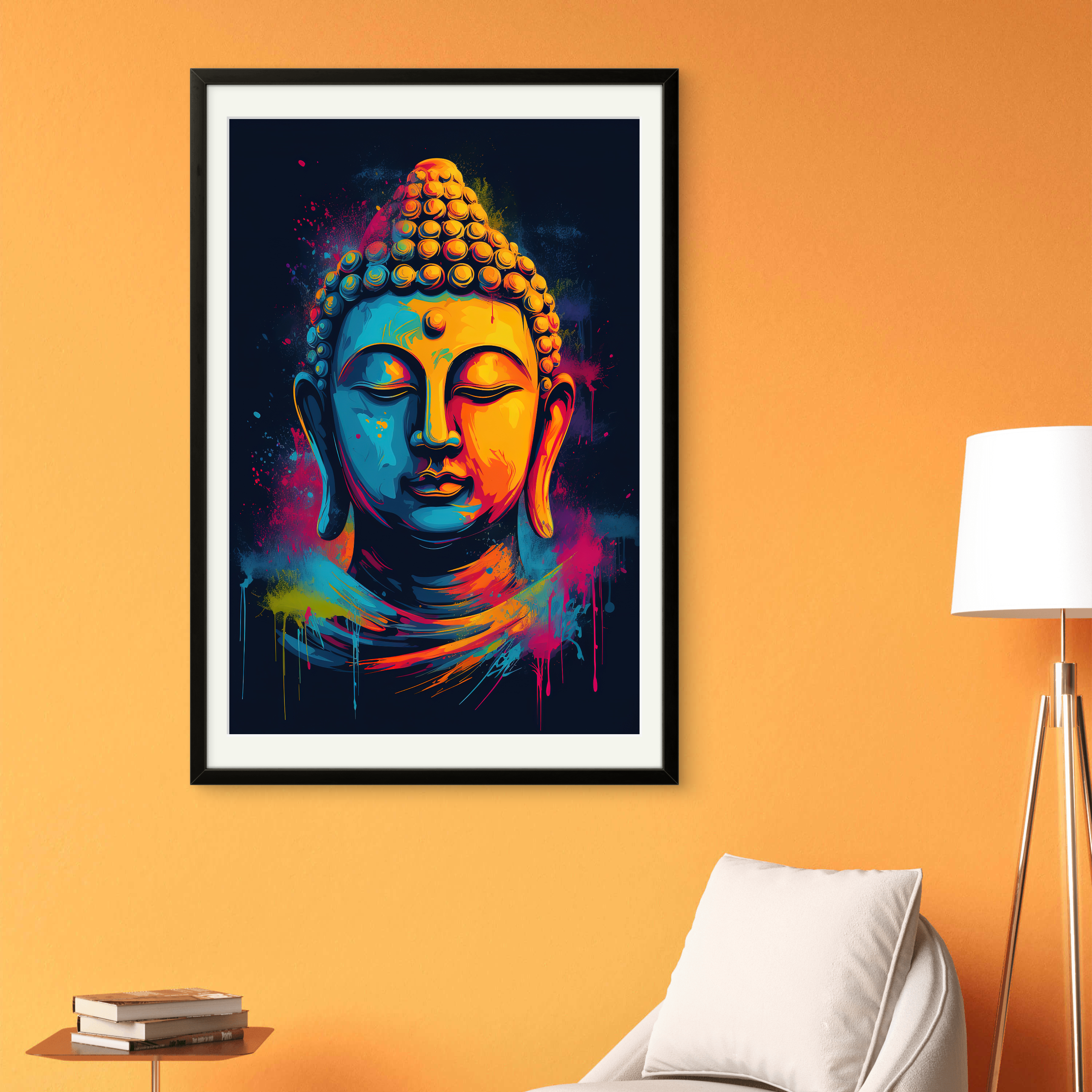 Gautam Buddha Colourful Peace Abstract Art on Canvas