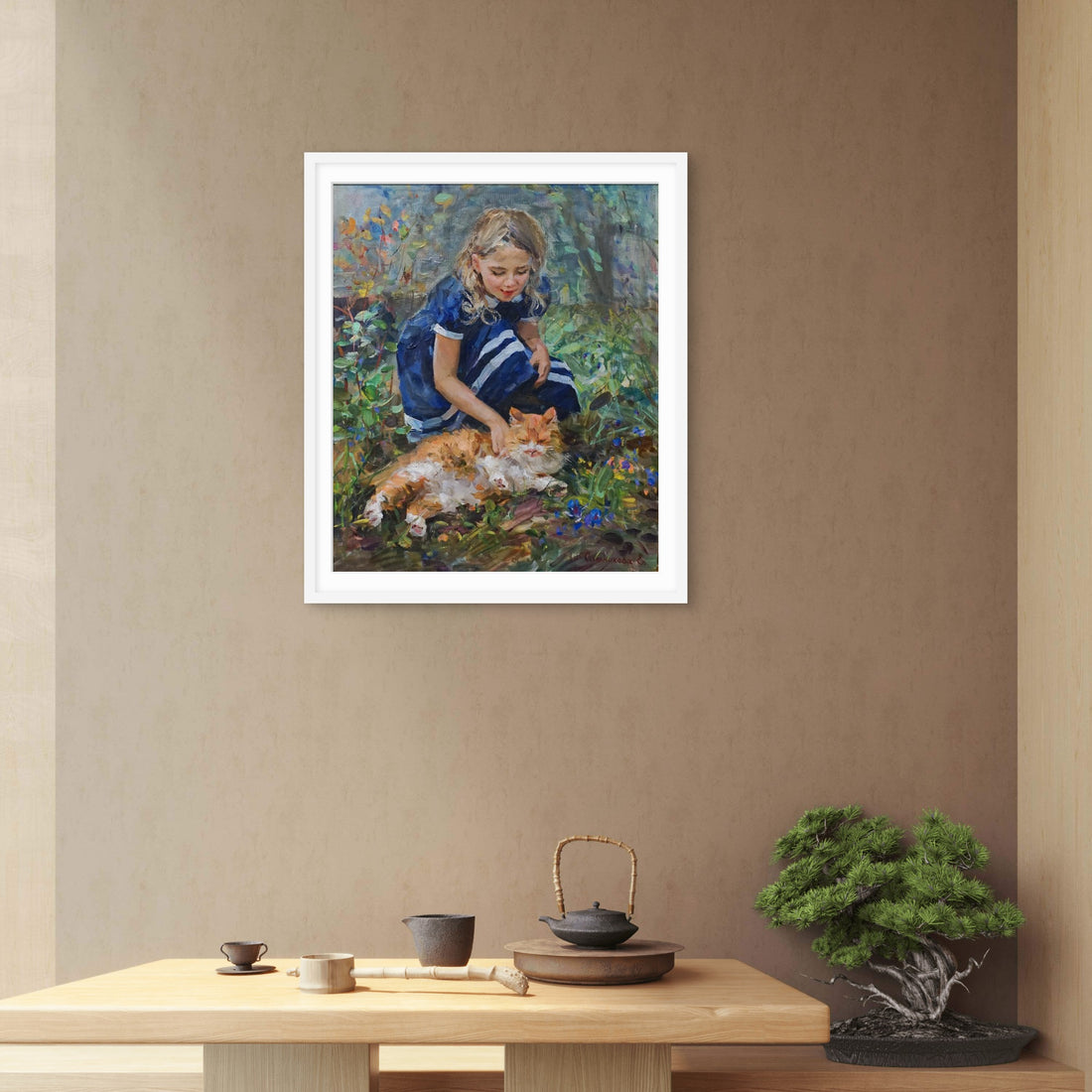 Girl with a Cat Abstract - Frugal Carts