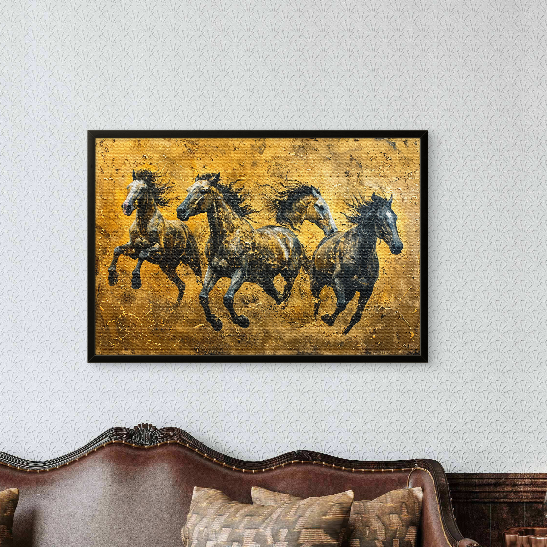 Elegant Black Horses Art