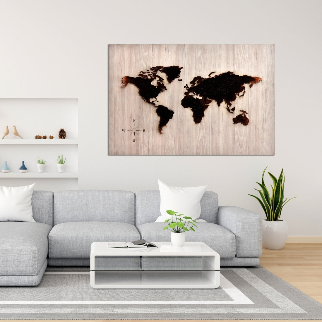 Elegant 3D World Map Lit