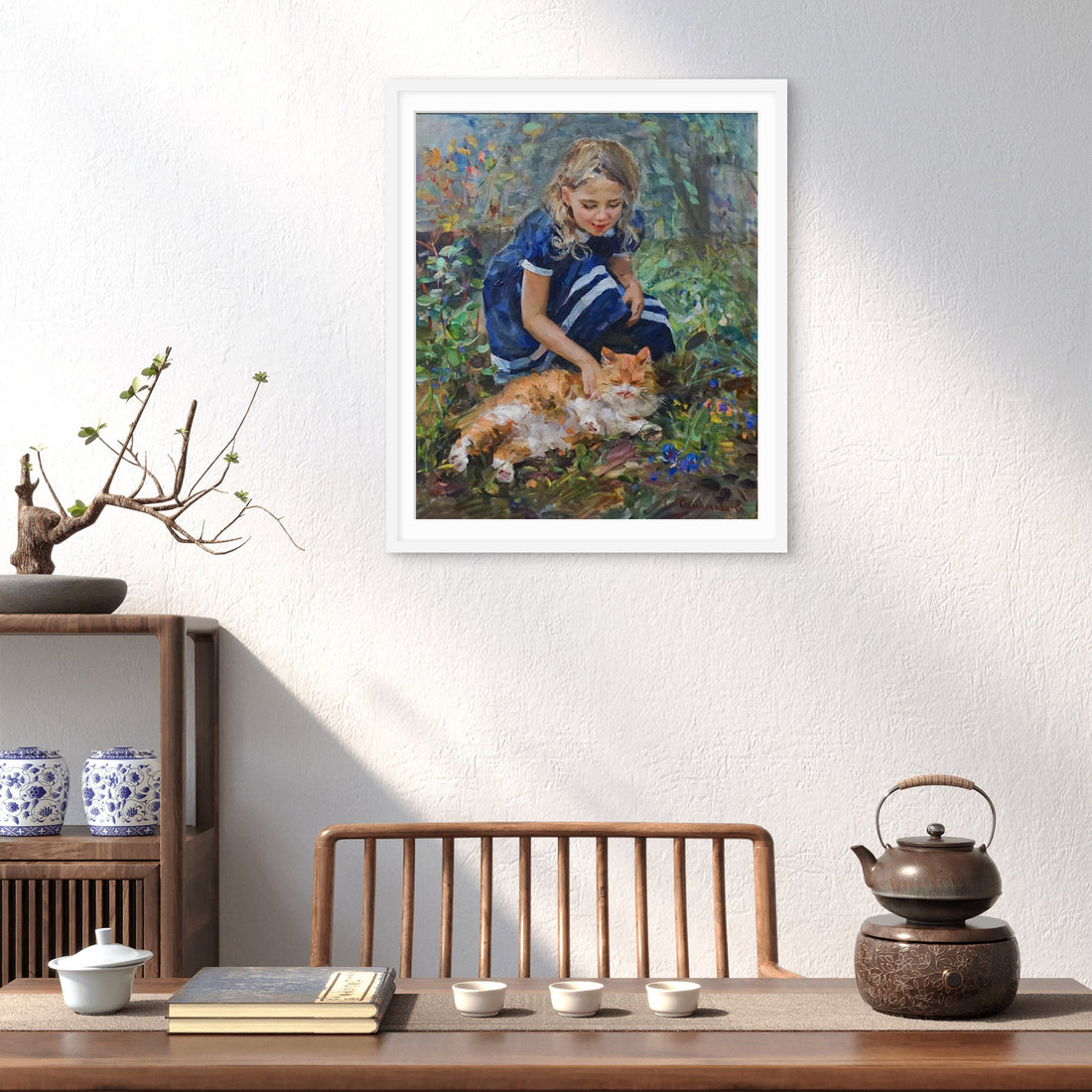 Girl with a Cat Abstract - Frugal Carts