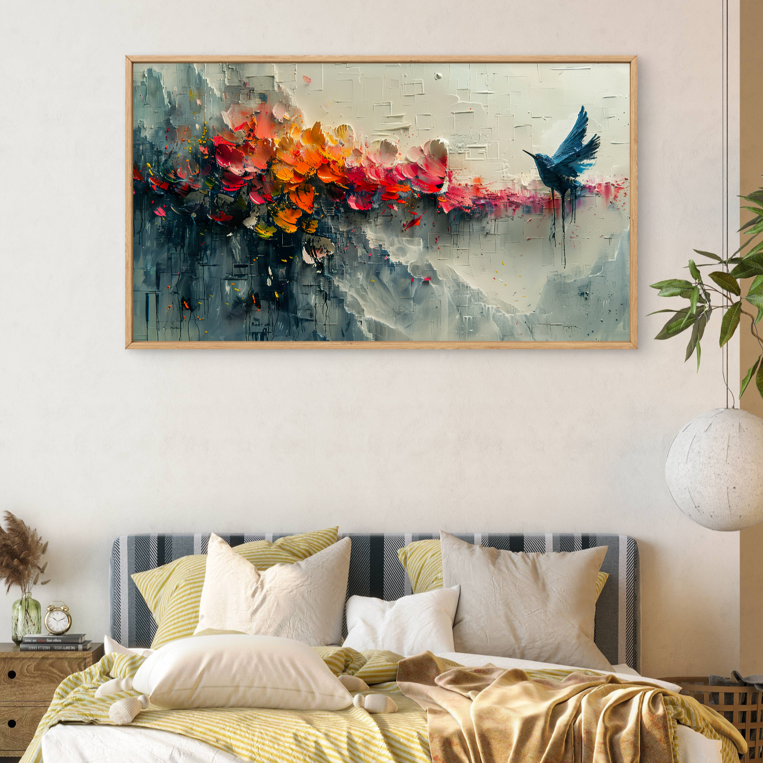 Flying Bird with Flowers