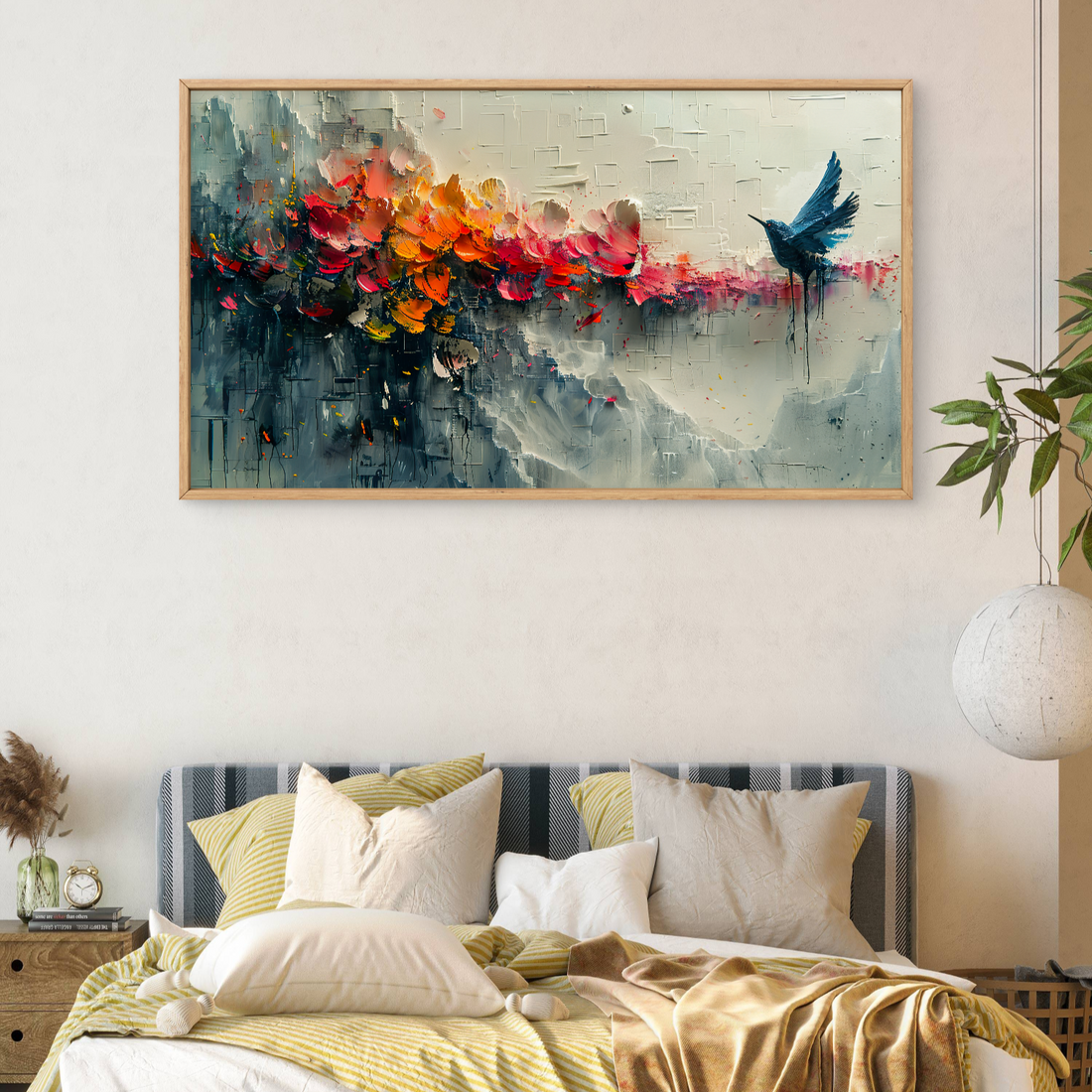 Flying Bird with Flowers