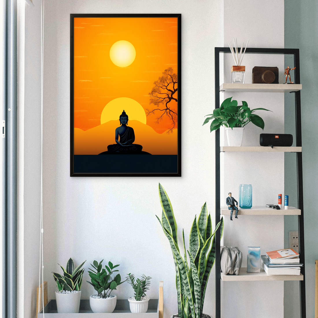 Gautam Bhuddha Yellow Peace art Painting on Canvas