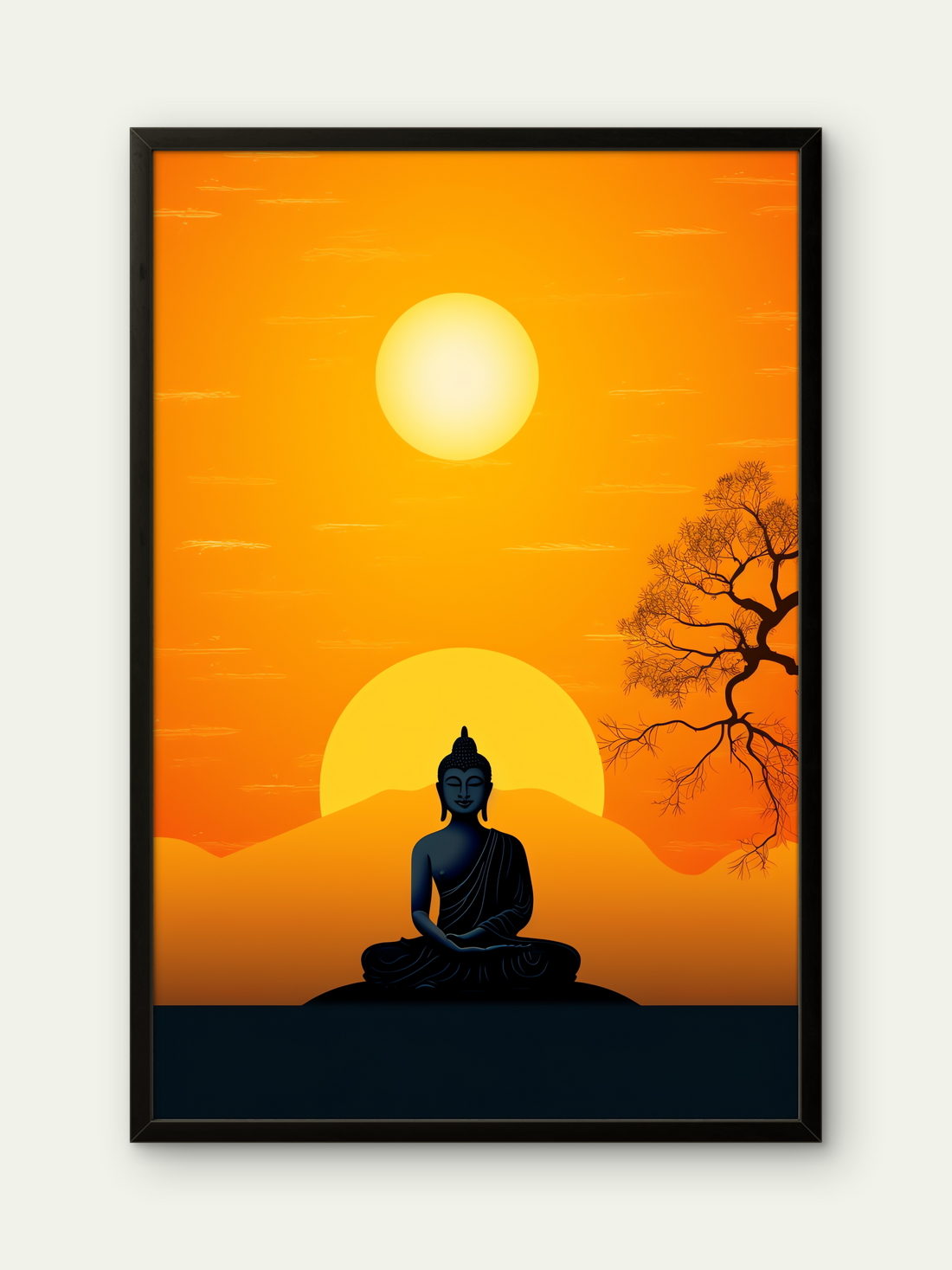 Gautam Bhuddha Yellow Peace art Painting on Canvas