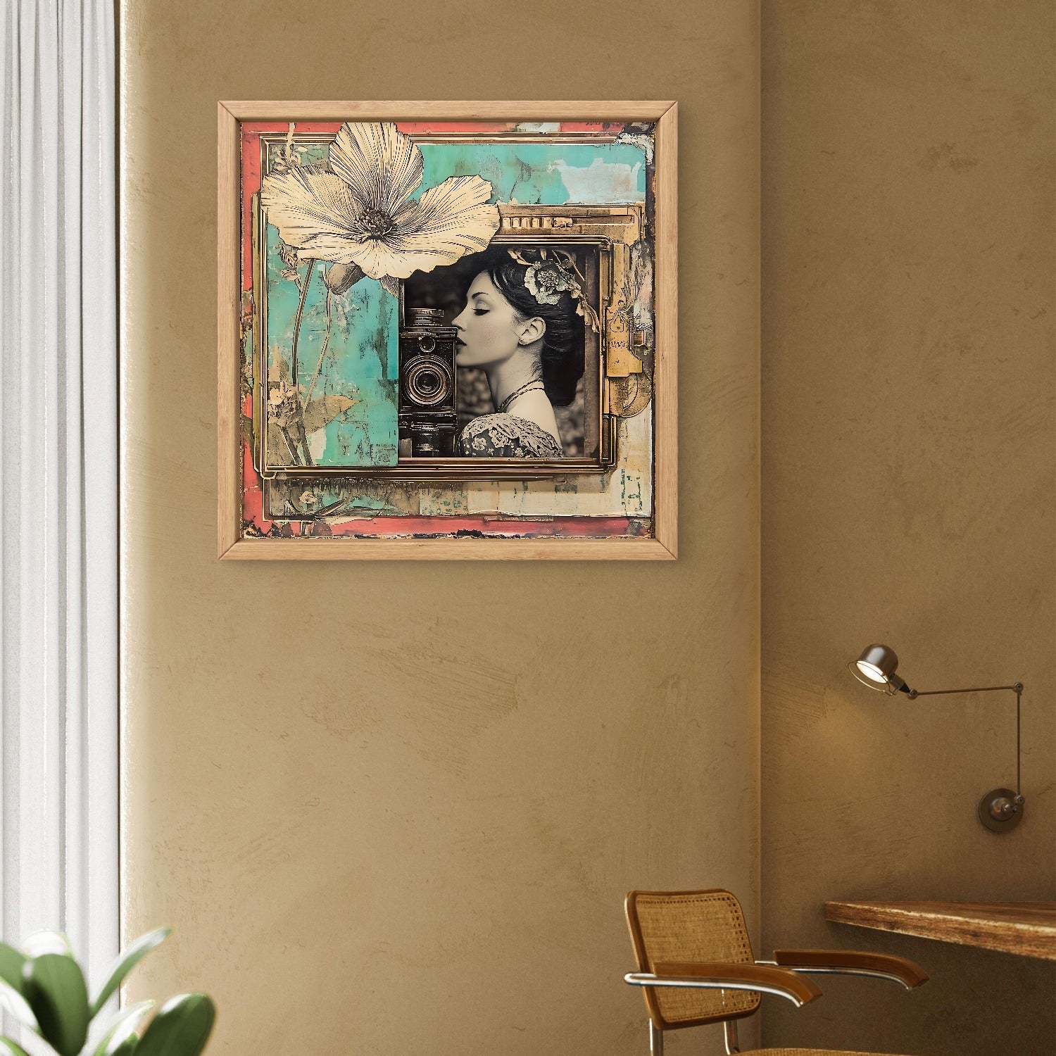 Vintage Woman holding Camera