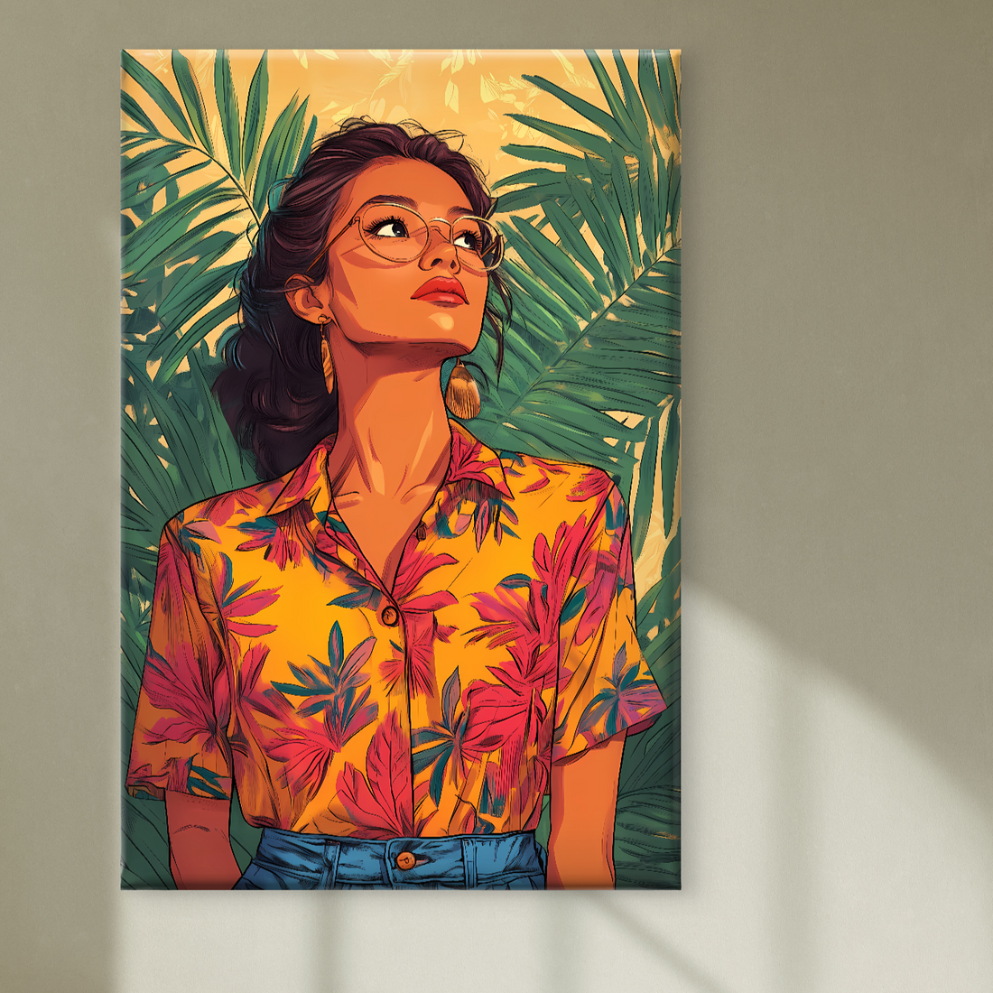 Modern Girl in Town Abstract Luxury Painting on Canvas